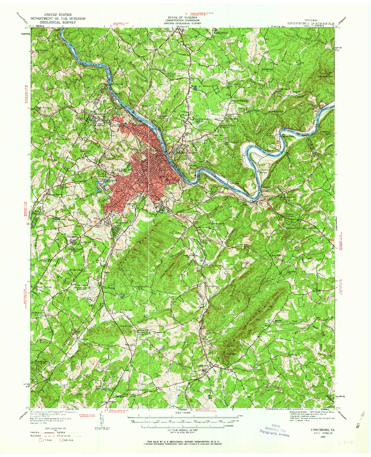 USGS 1:62500-SCALE QUADRANGLE FOR LYNCHBURG, VA 1950