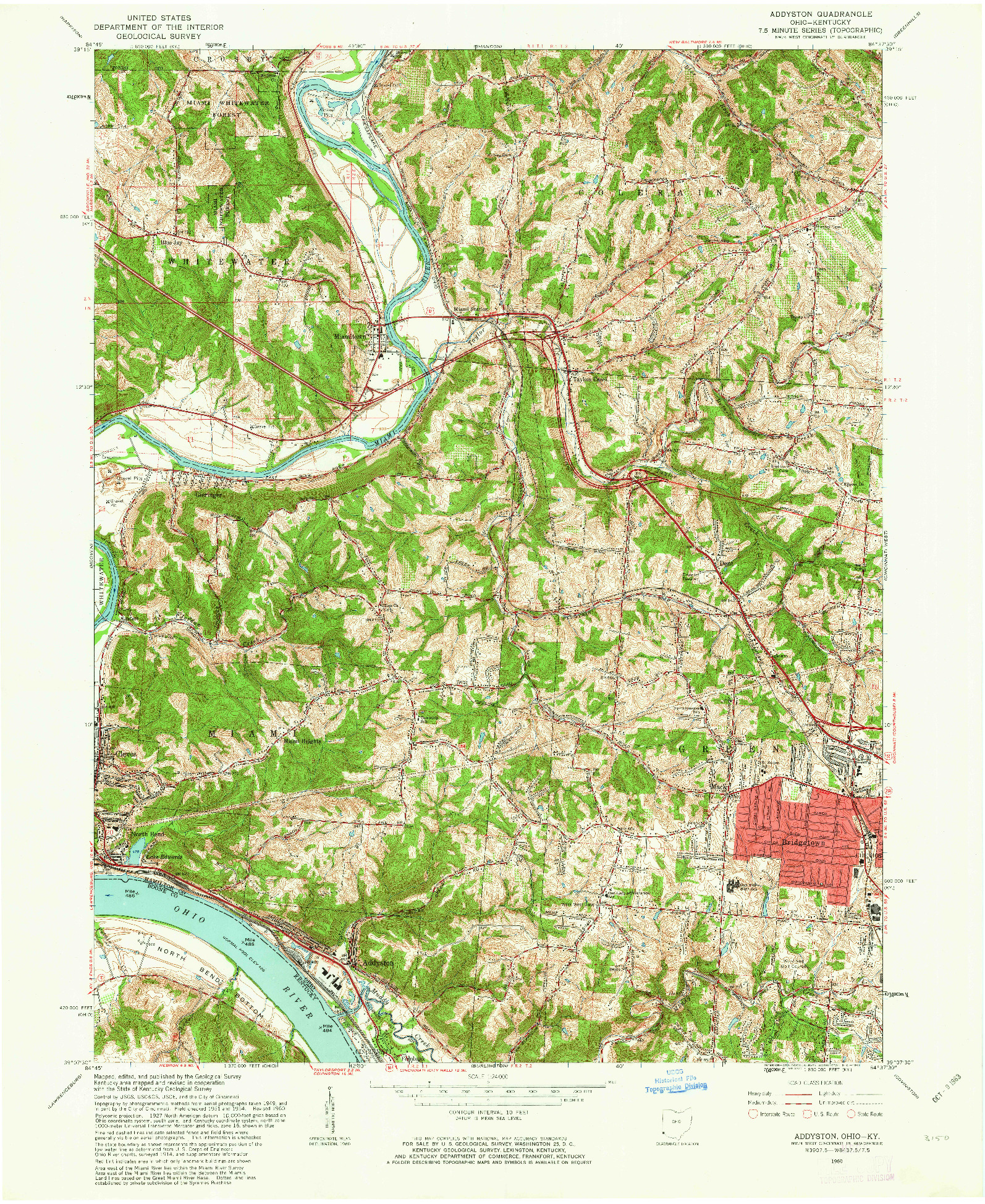 USGS 1:24000-SCALE QUADRANGLE FOR ADDYSTON, OH 1960