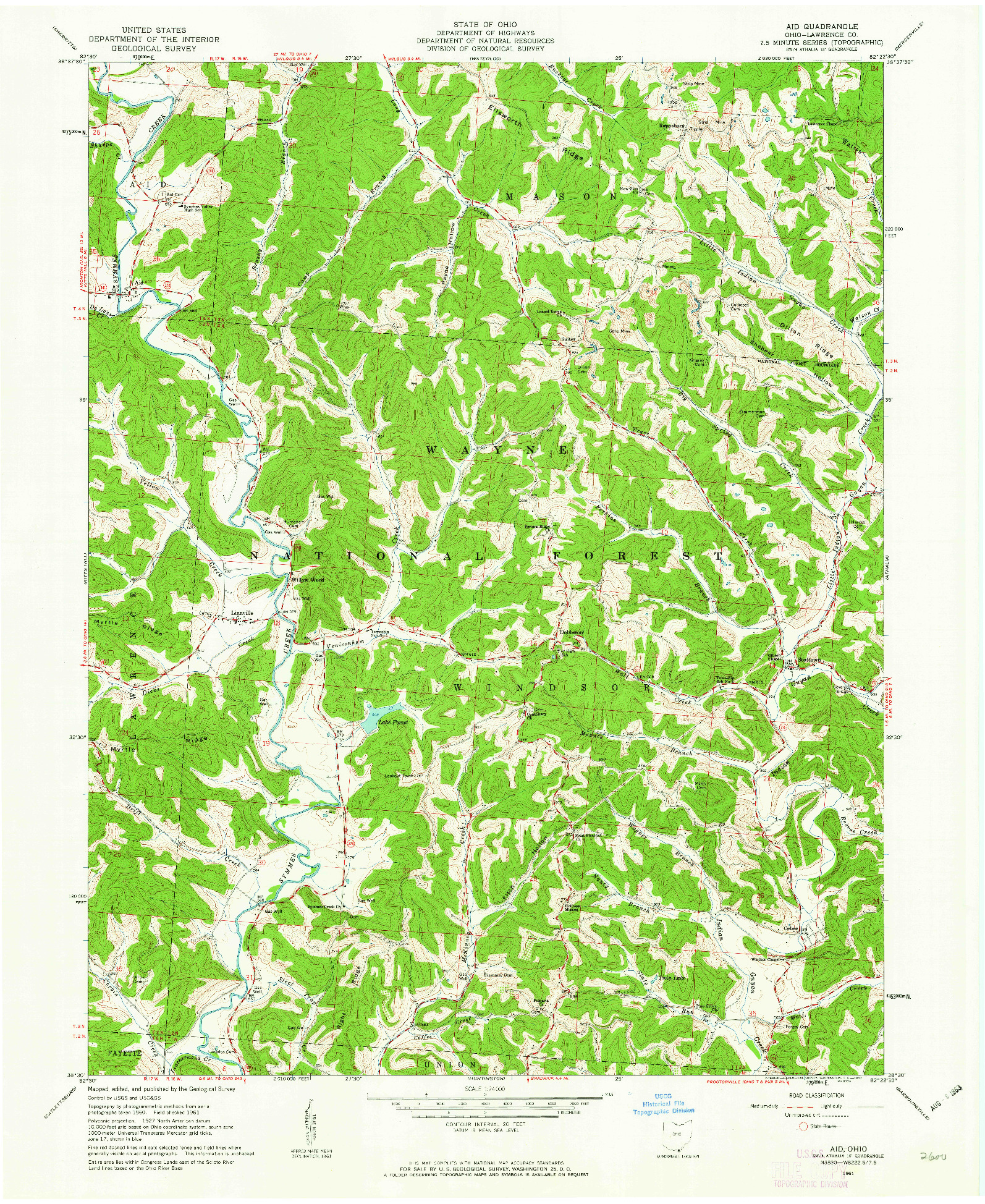 USGS 1:24000-SCALE QUADRANGLE FOR AID, OH 1961