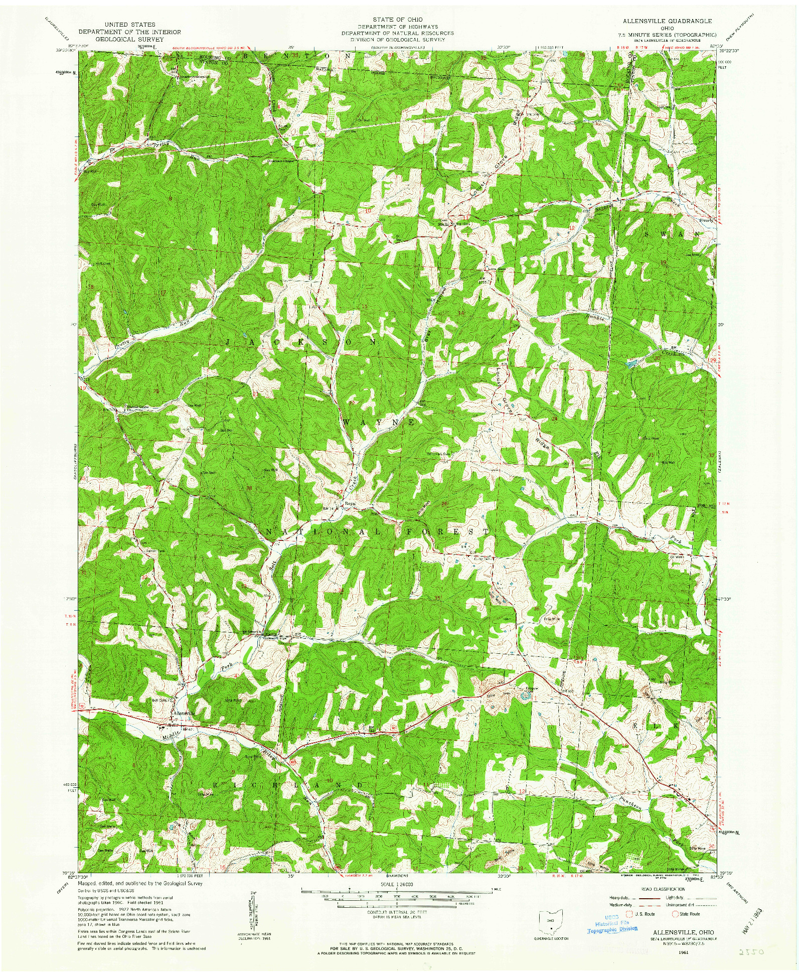 USGS 1:24000-SCALE QUADRANGLE FOR ALLENSVILLE, OH 1961