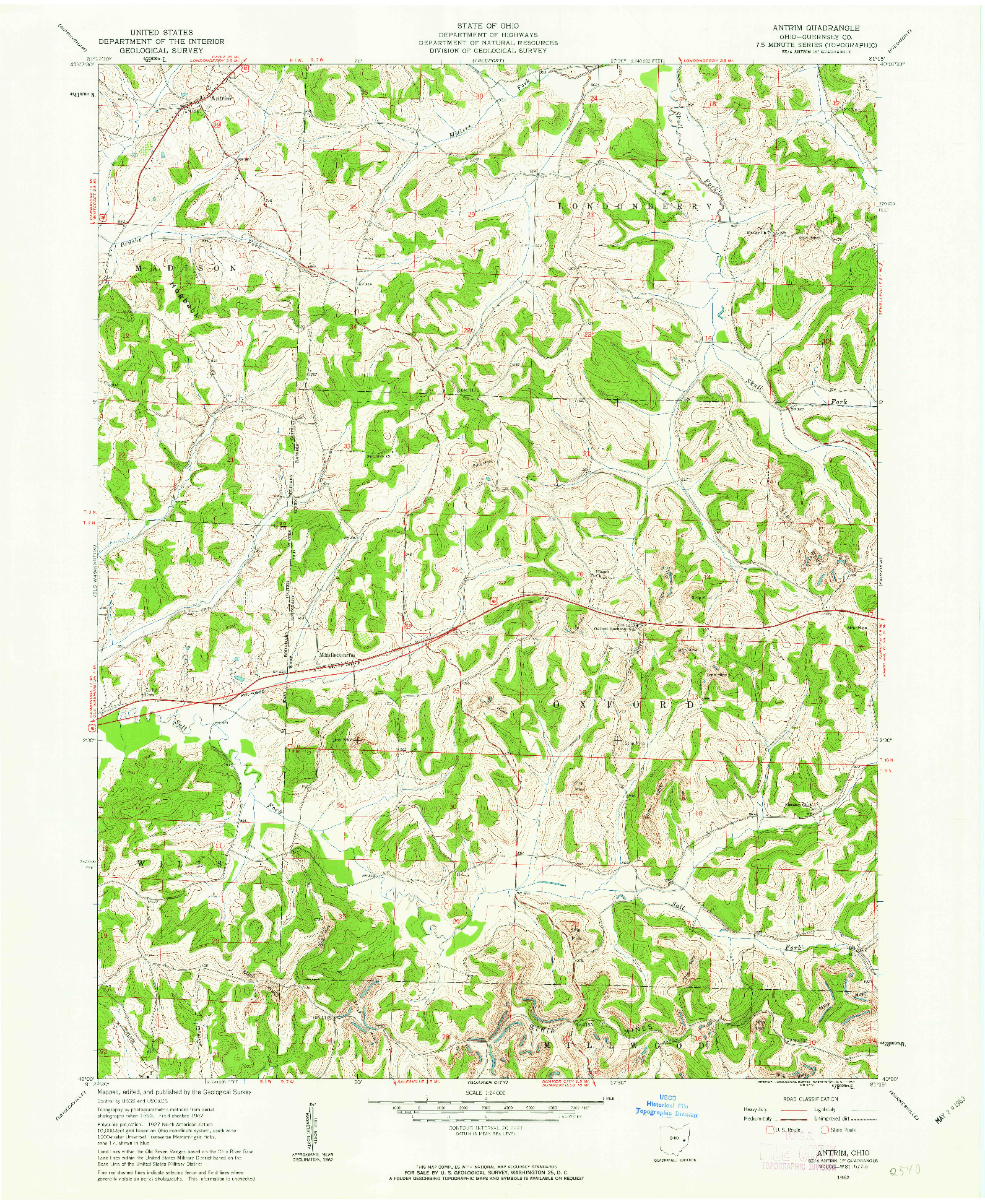 USGS 1:24000-SCALE QUADRANGLE FOR ANTRIM, OH 1962