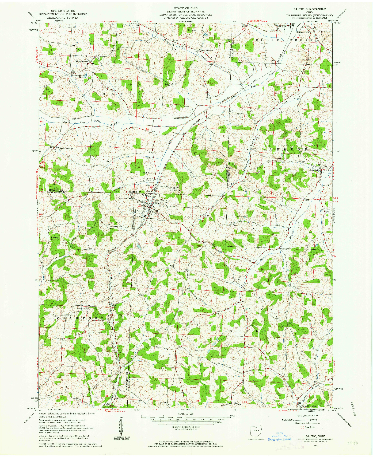USGS 1:24000-SCALE QUADRANGLE FOR BALTIC, OH 1961