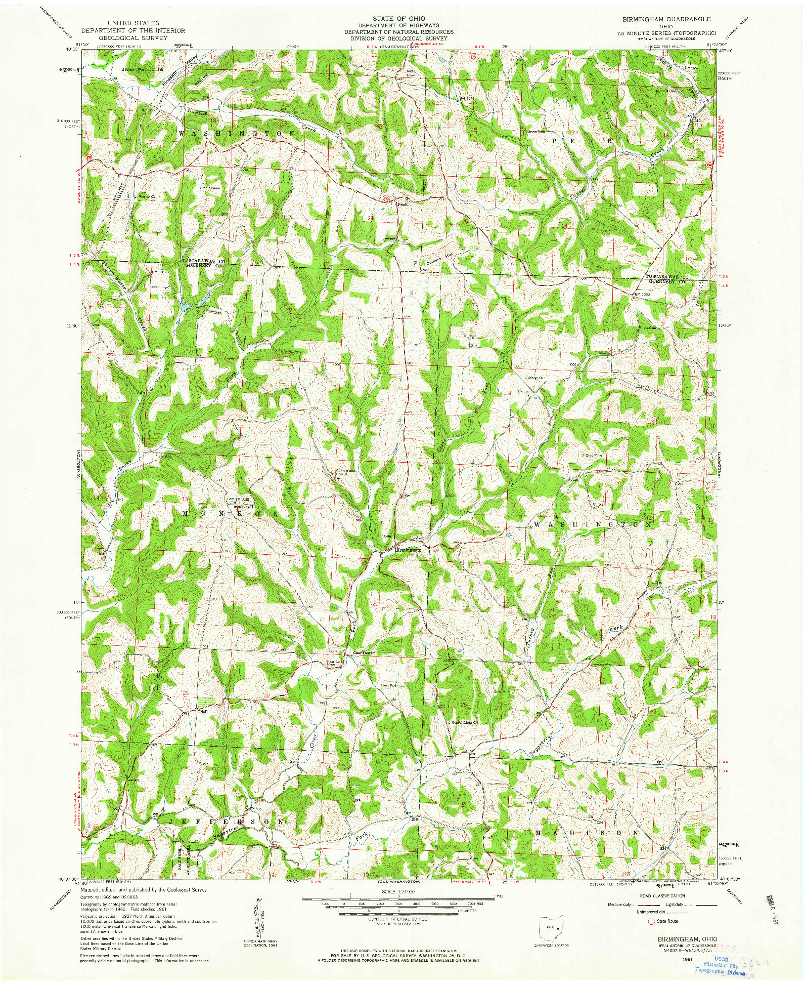 USGS 1:24000-SCALE QUADRANGLE FOR BIRMINGHAM, OH 1963
