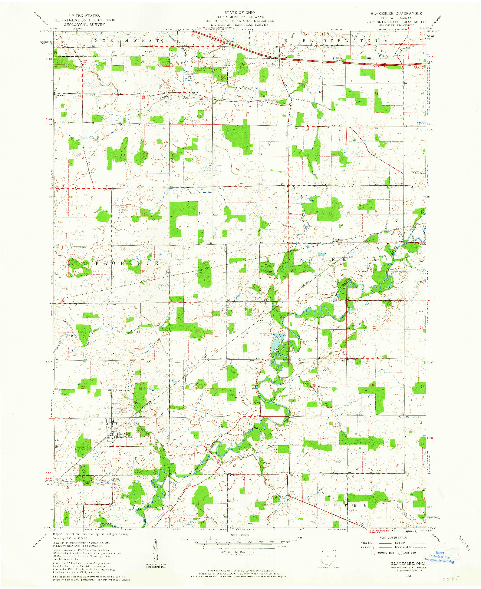 USGS 1:24000-SCALE QUADRANGLE FOR BLAKESLEE, OH 1961
