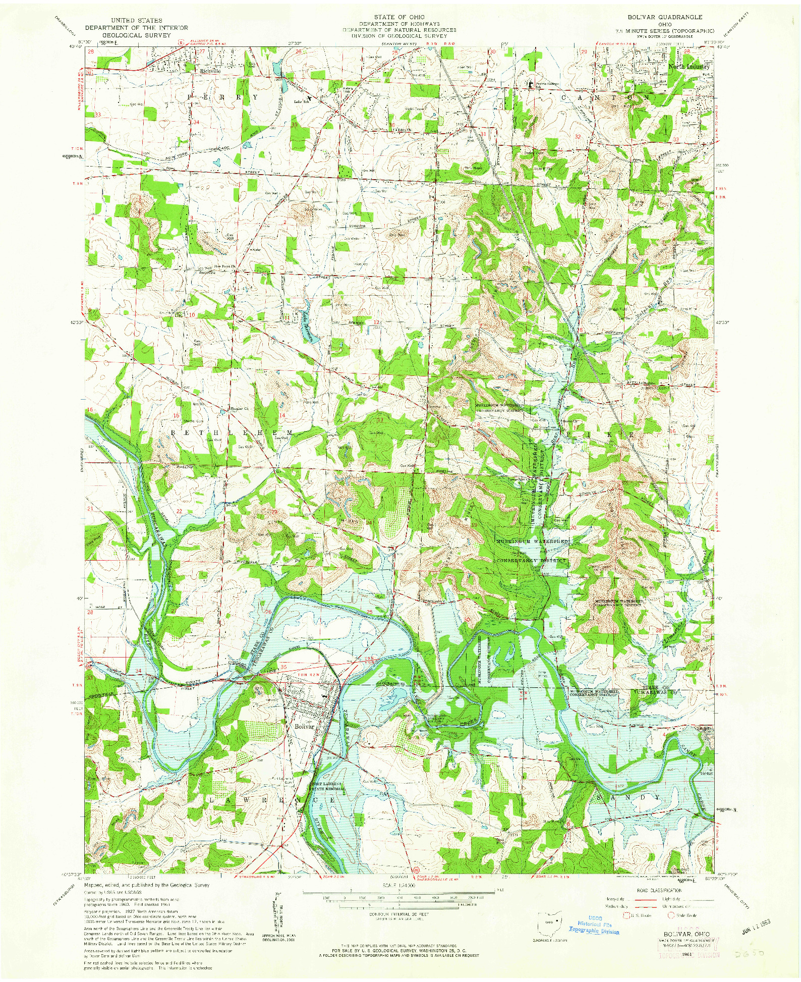 USGS 1:24000-SCALE QUADRANGLE FOR BOLIVAR, OH 1961