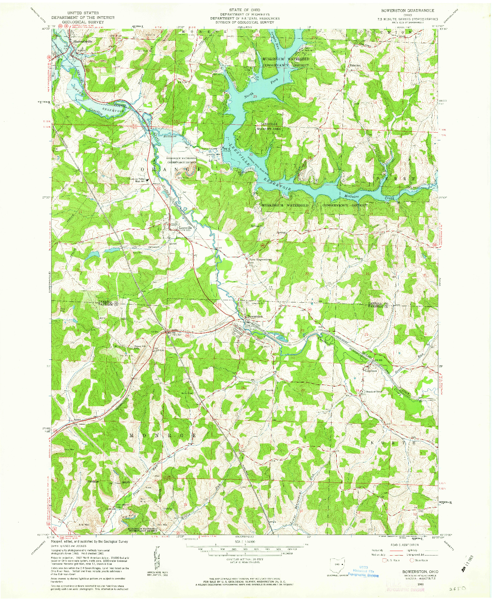 USGS 1:24000-SCALE QUADRANGLE FOR BOWERSTON, OH 1961
