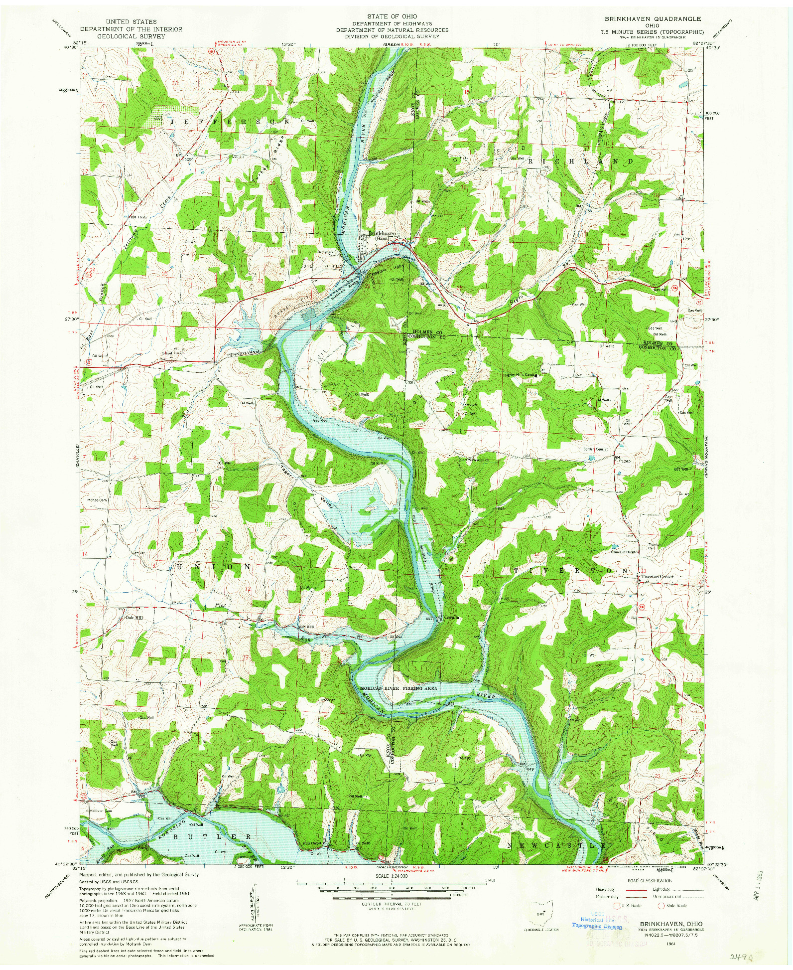 USGS 1:24000-SCALE QUADRANGLE FOR BRINKHAVEN, OH 1961