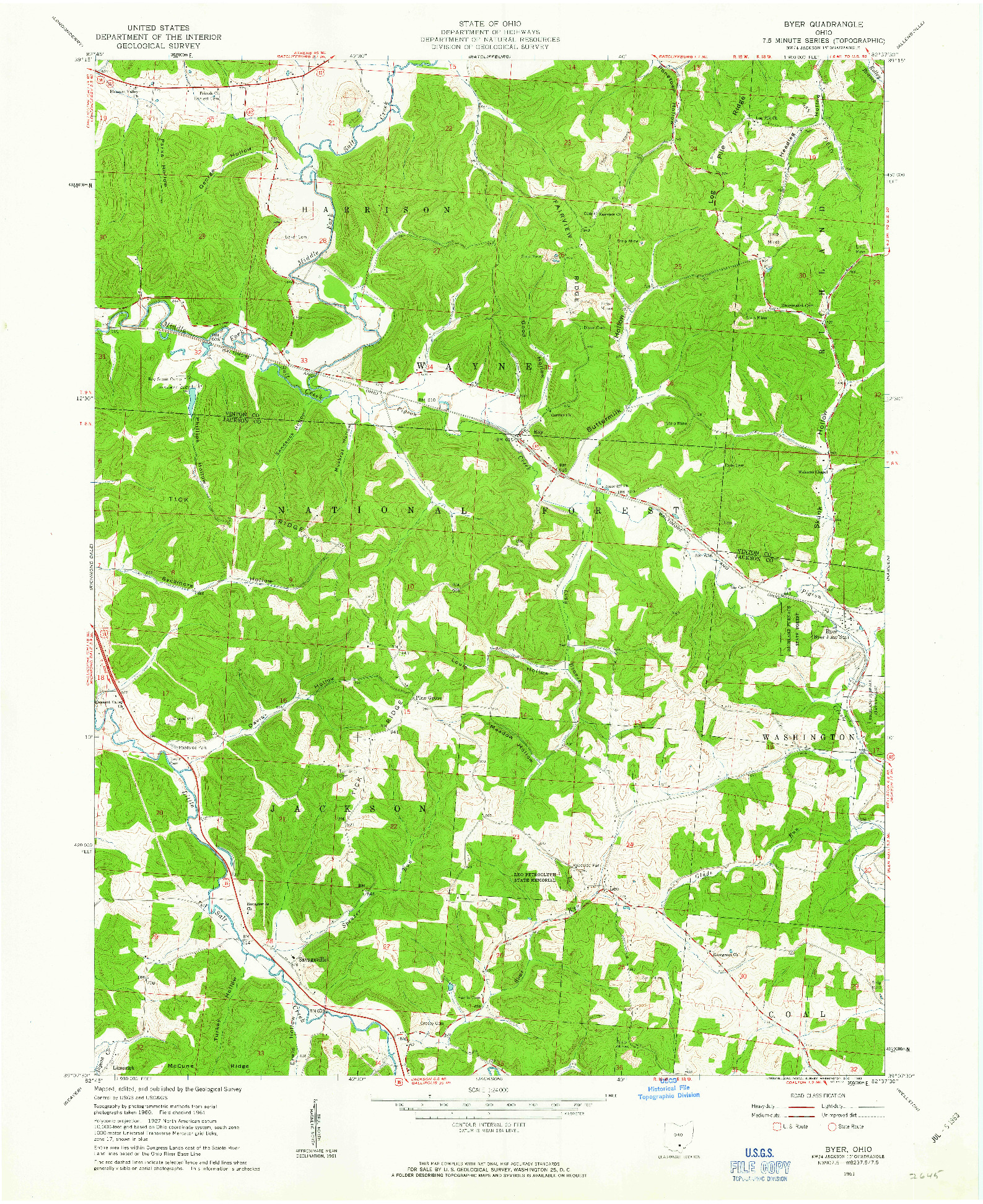 USGS 1:24000-SCALE QUADRANGLE FOR BYER, OH 1961