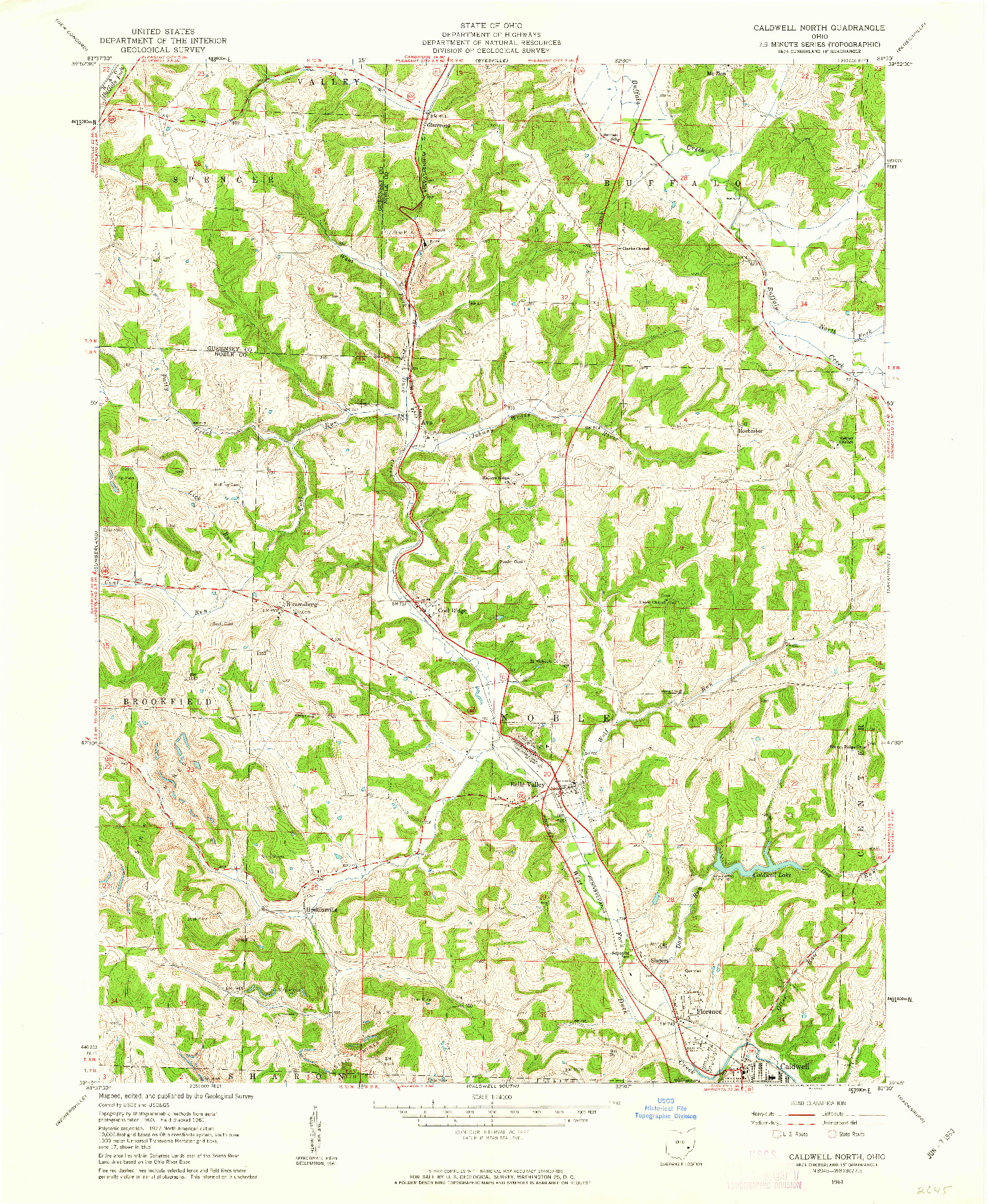 USGS 1:24000-SCALE QUADRANGLE FOR CALDWELL NORTH, OH 1961