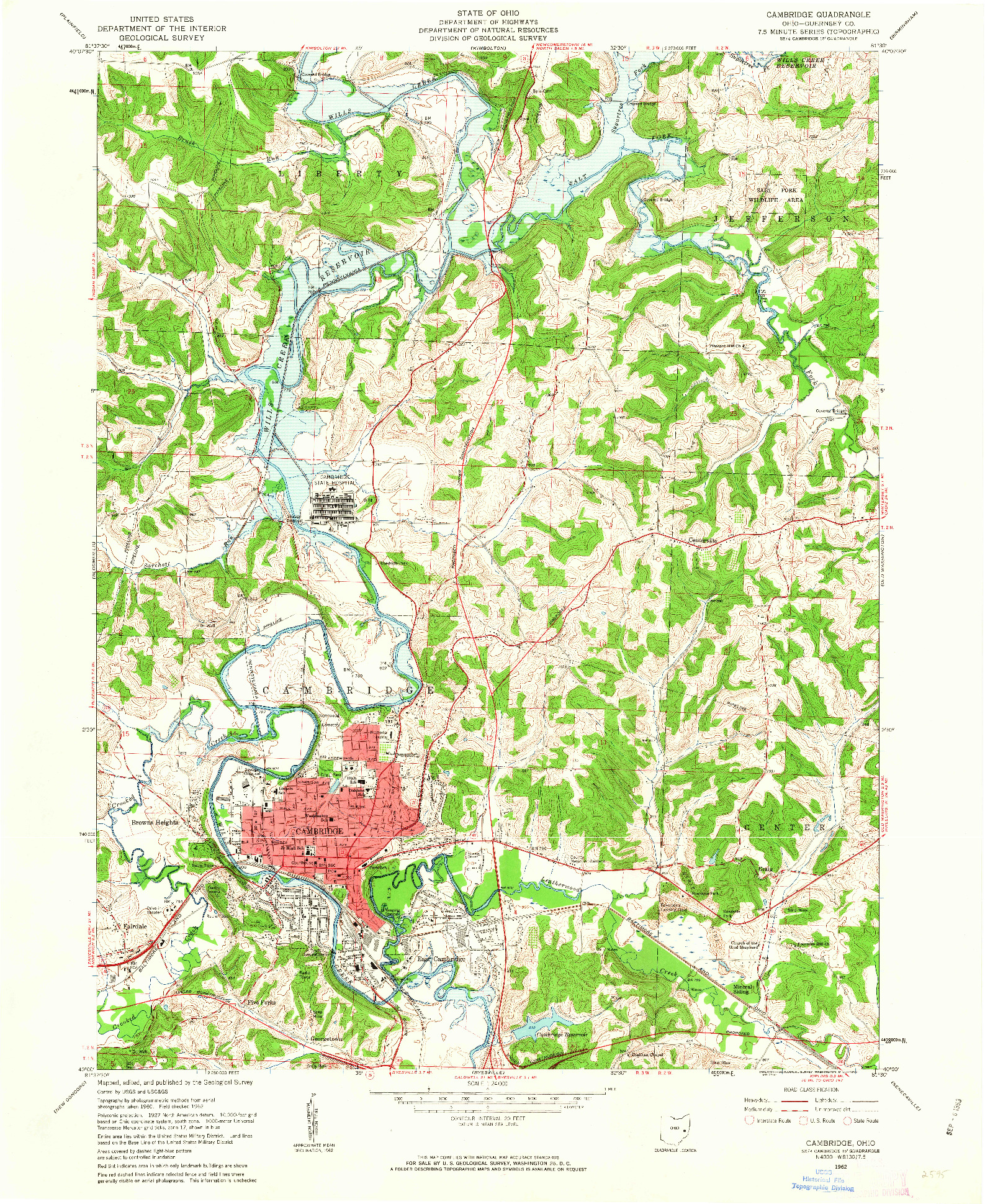 USGS 1:24000-SCALE QUADRANGLE FOR CAMBRIDGE, OH 1962