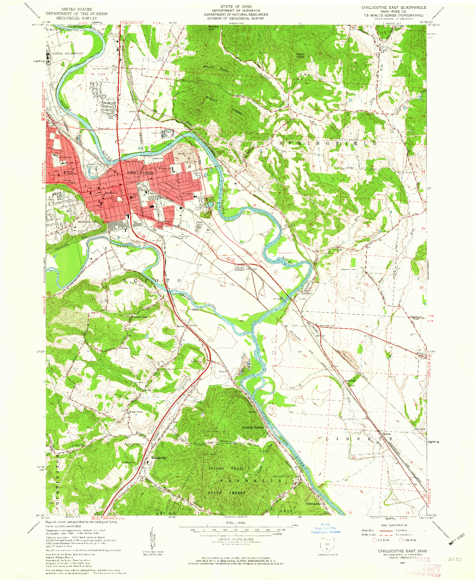 USGS 1:24000-SCALE QUADRANGLE FOR CHILLICOTHE EAST, OH 1961