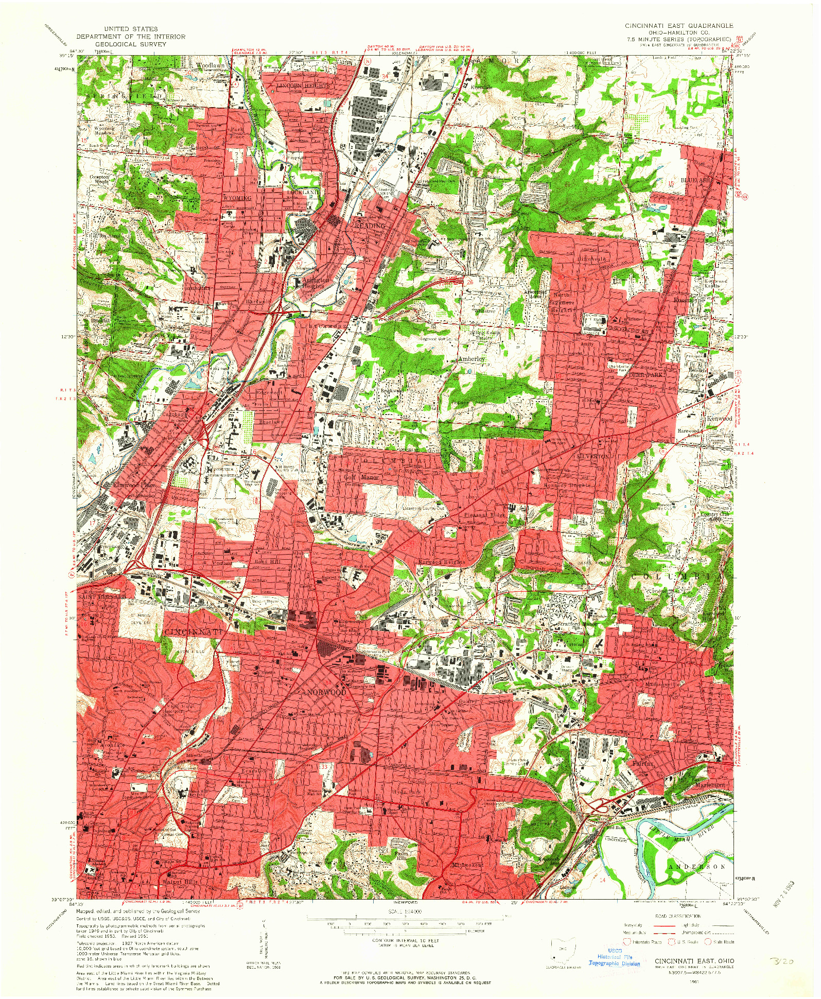USGS 1:24000-SCALE QUADRANGLE FOR CINCINNATI EAST, OH 1961