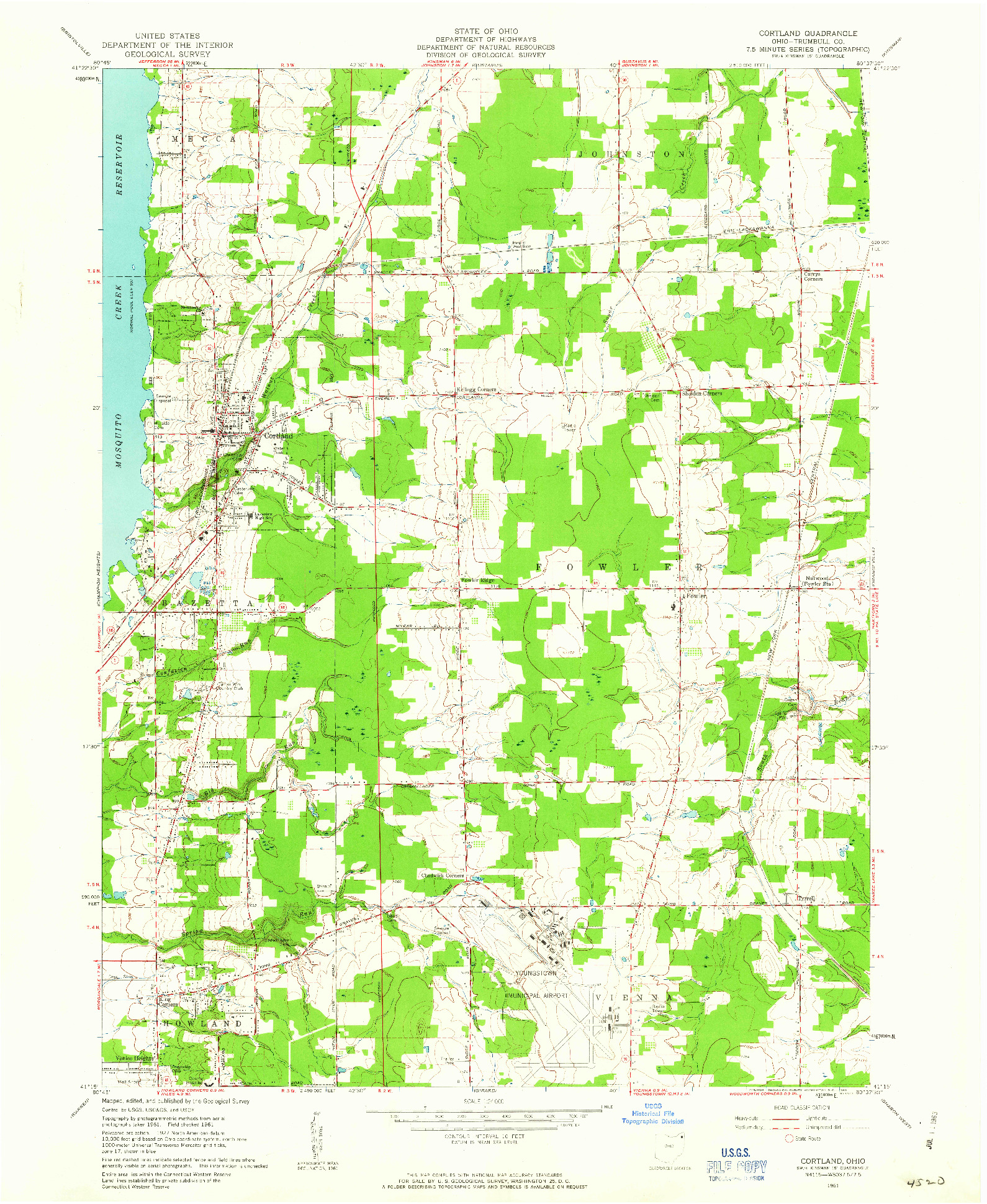 USGS 1:24000-SCALE QUADRANGLE FOR CORTLAND, OH 1961