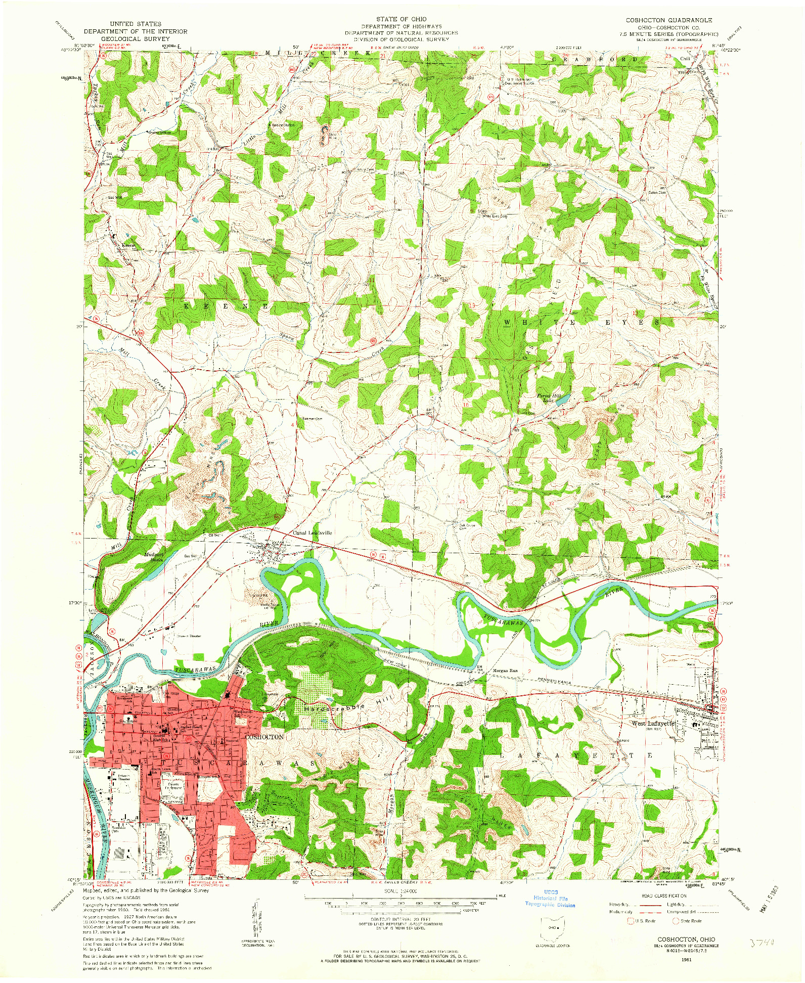 USGS 1:24000-SCALE QUADRANGLE FOR COSHOCTON, OH 1961