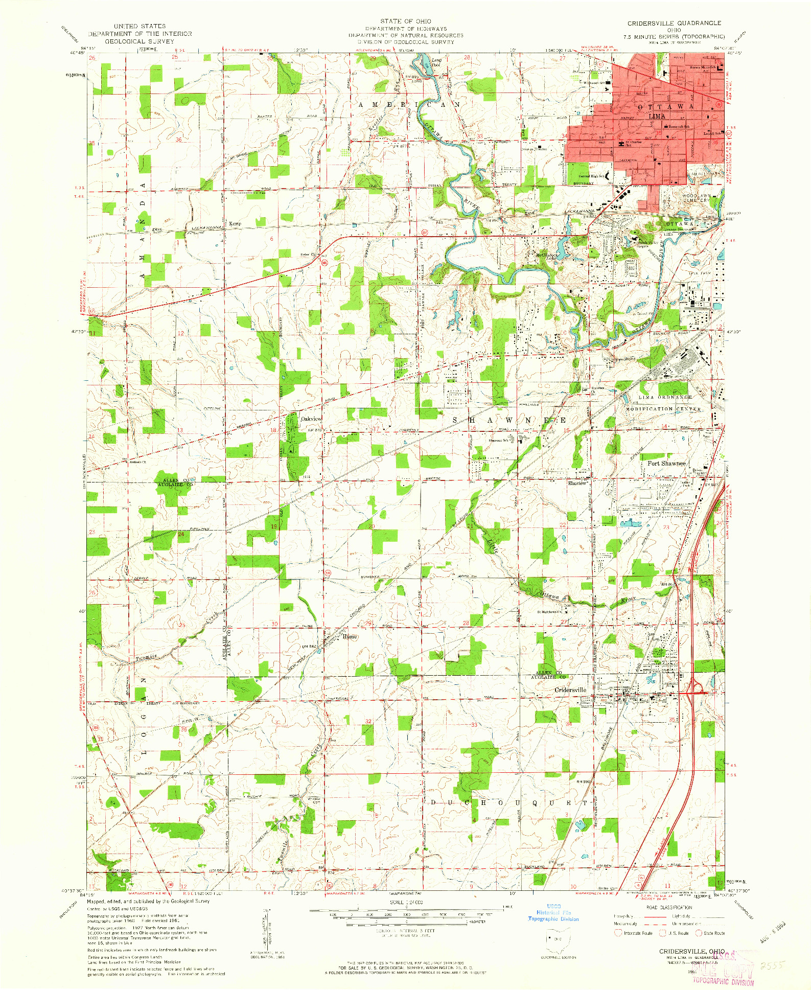 USGS 1:24000-SCALE QUADRANGLE FOR CRIDERSVILLE, OH 1961