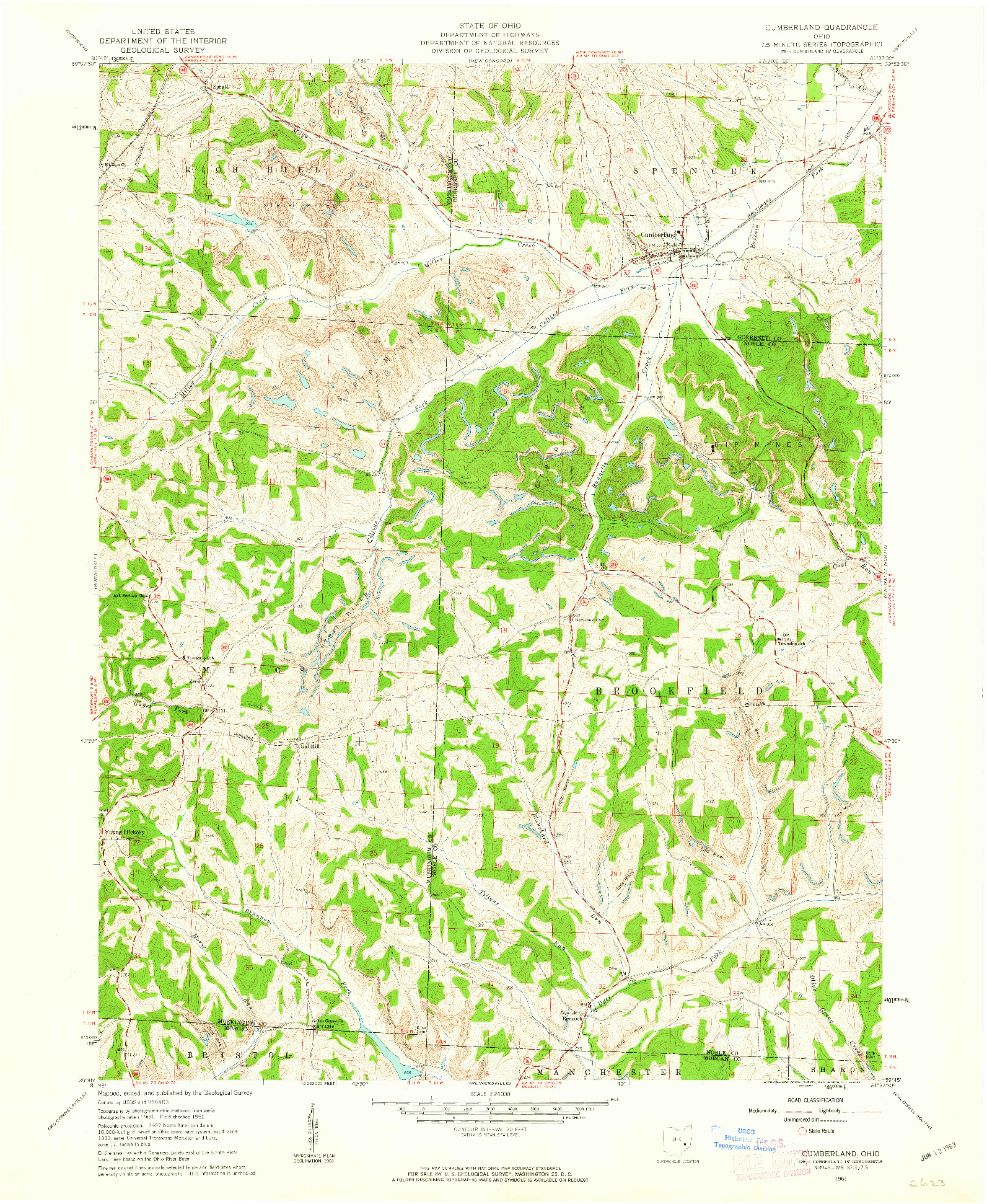 USGS 1:24000-SCALE QUADRANGLE FOR CUMBERLAND, OH 1961