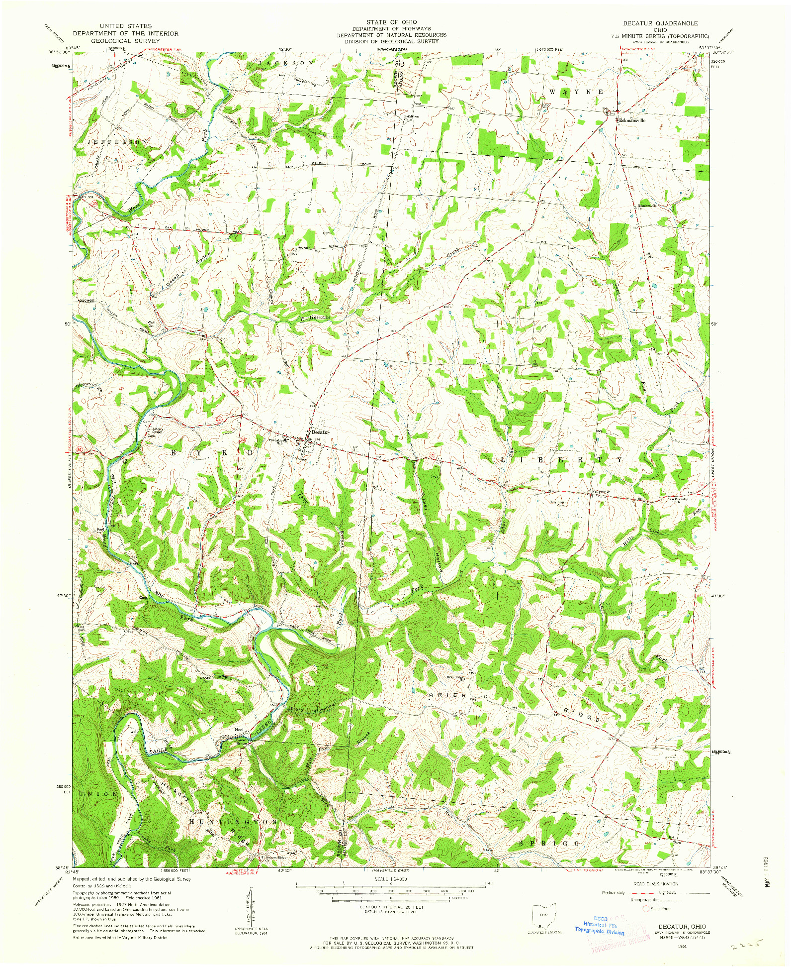USGS 1:24000-SCALE QUADRANGLE FOR DECATUR, OH 1961