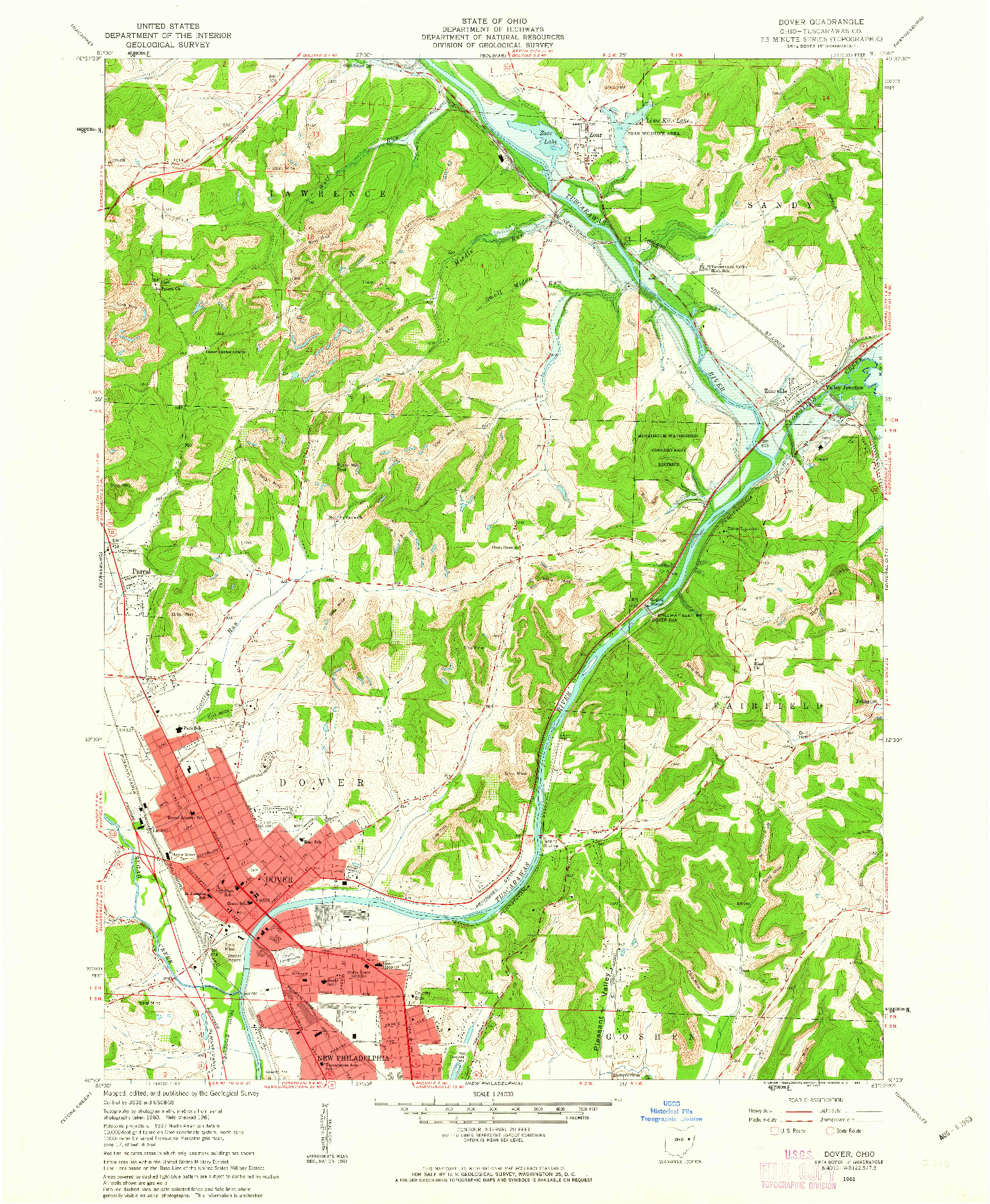 USGS 1:24000-SCALE QUADRANGLE FOR DOVER, OH 1961