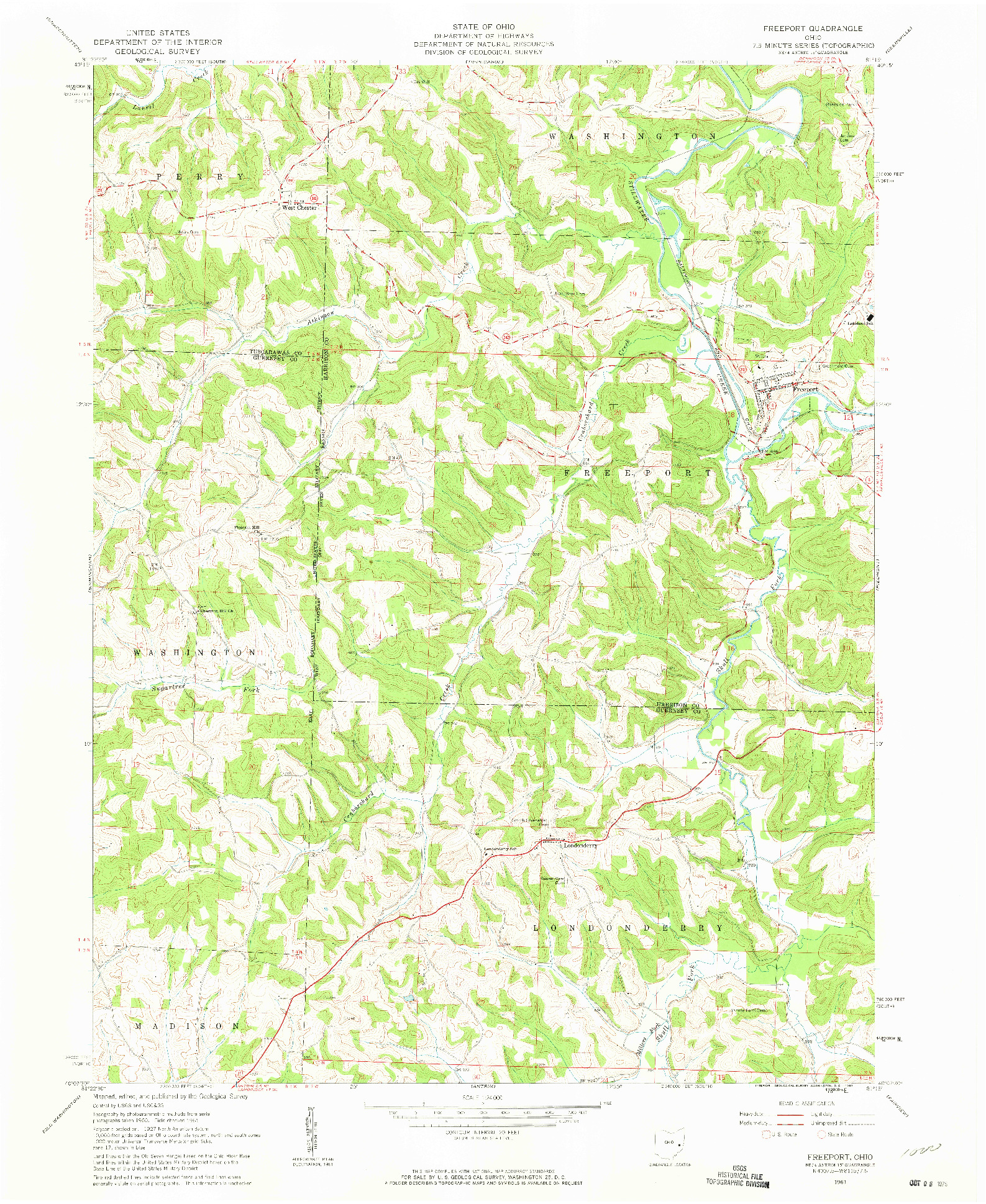 USGS 1:24000-SCALE QUADRANGLE FOR FREEPORT, OH 1961