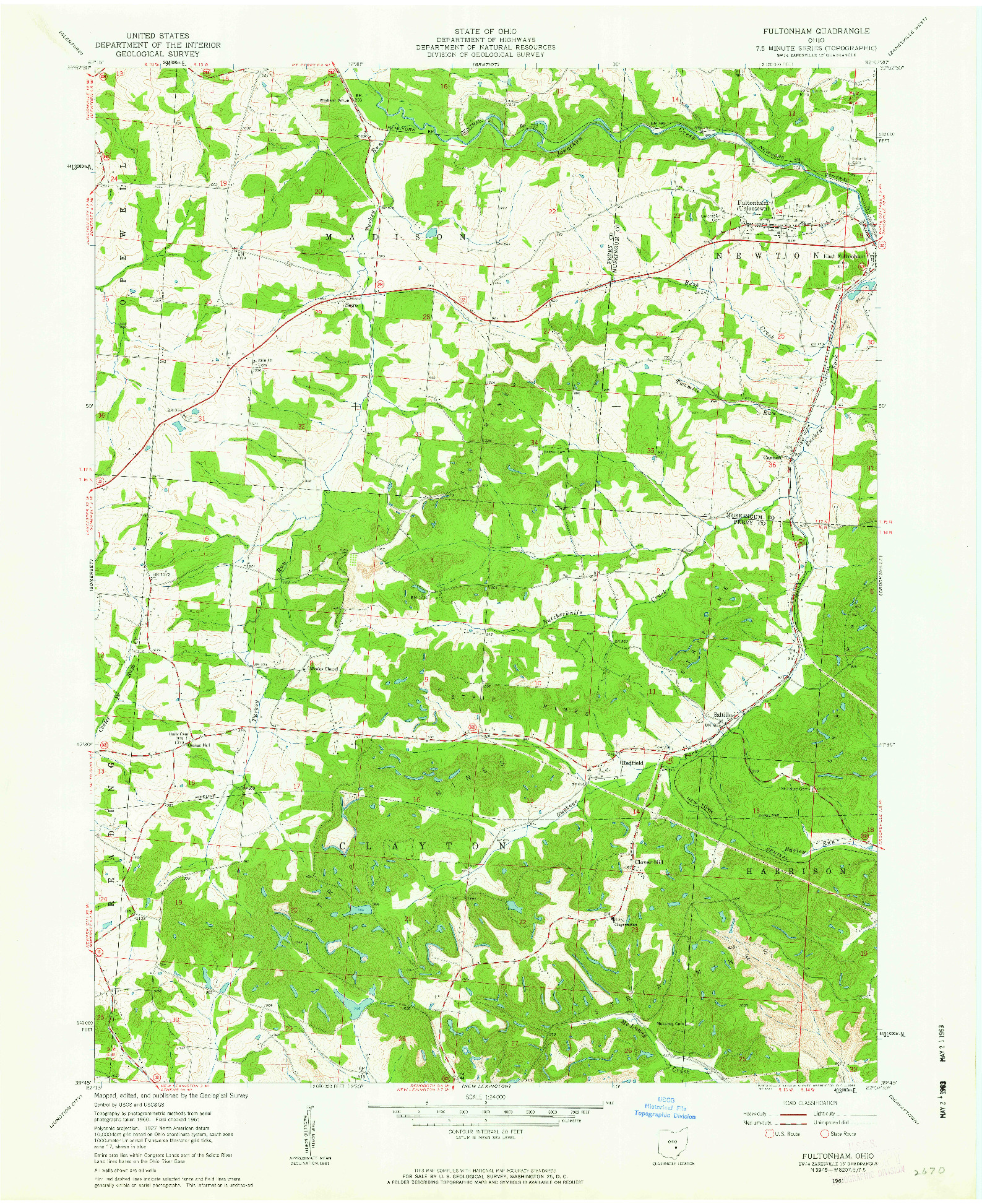 USGS 1:24000-SCALE QUADRANGLE FOR FULTONHAM, OH 1961
