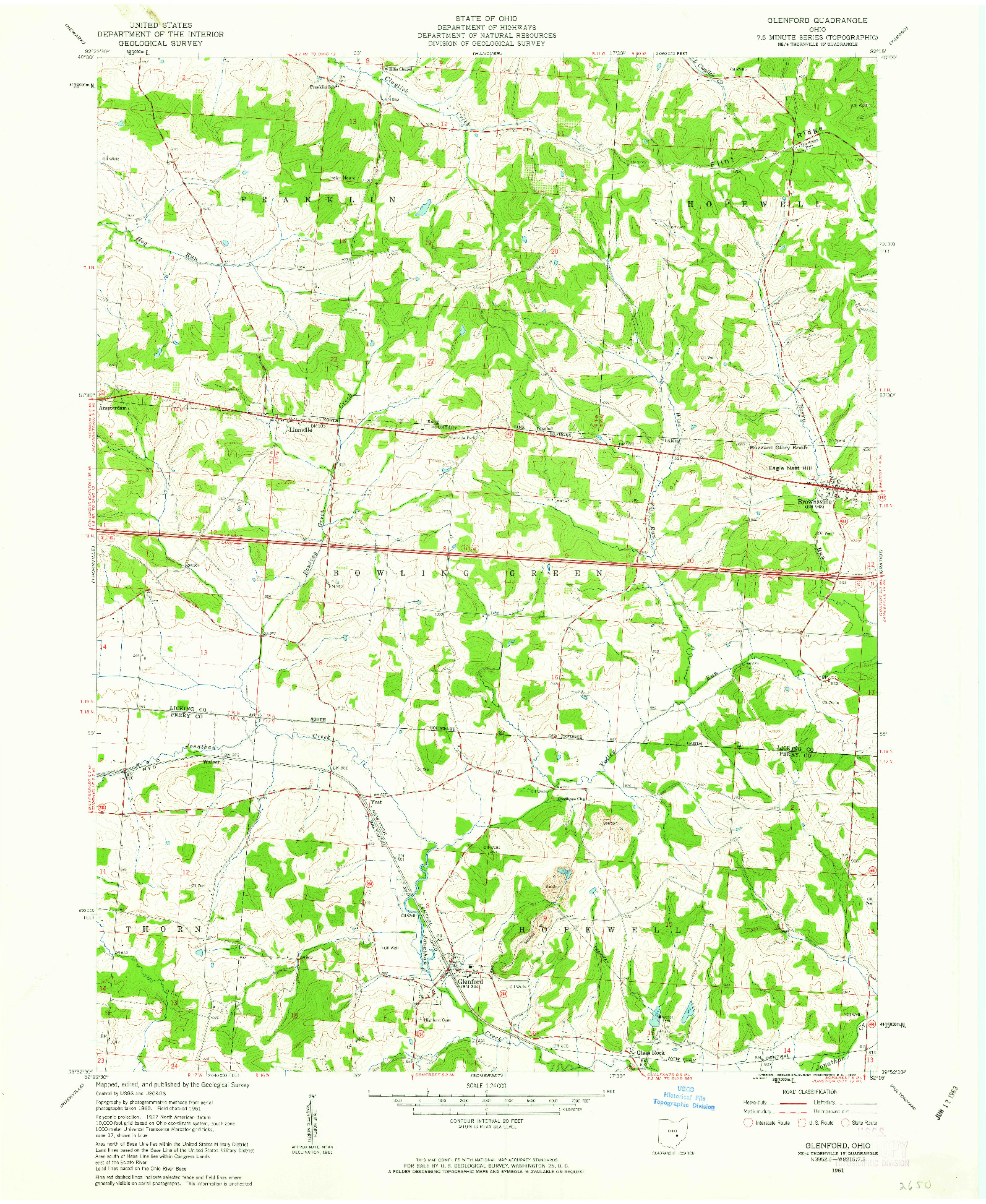 USGS 1:24000-SCALE QUADRANGLE FOR GLENFORD, OH 1961