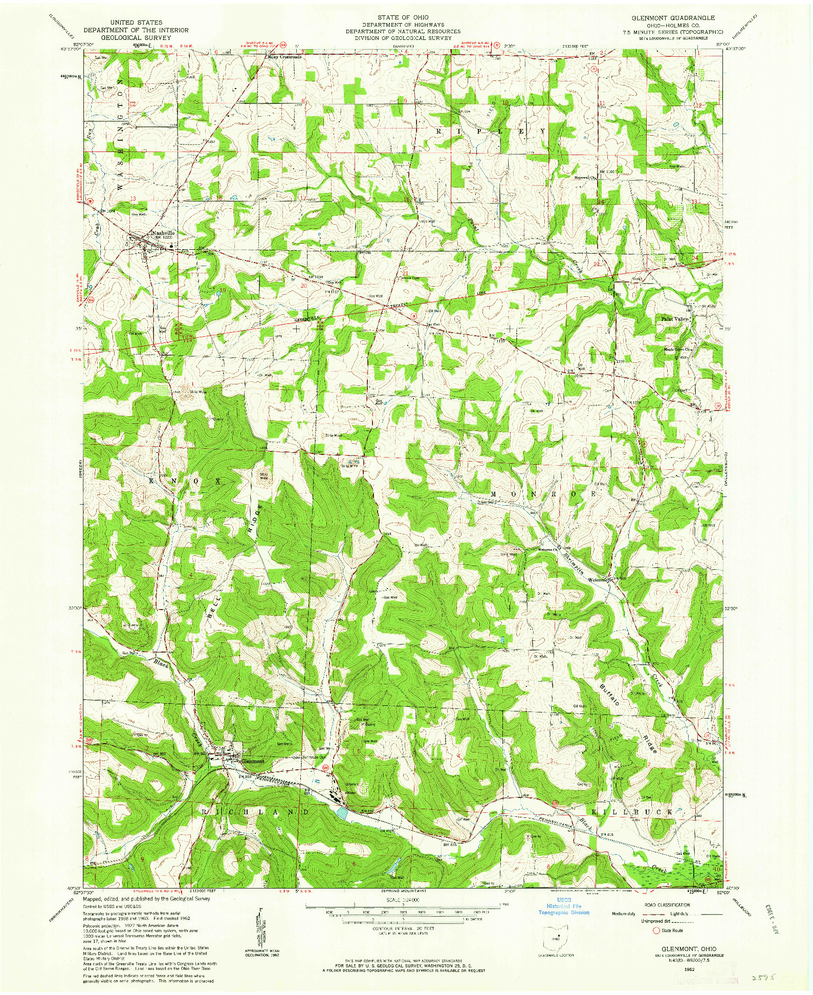 USGS 1:24000-SCALE QUADRANGLE FOR GLENMONT, OH 1962
