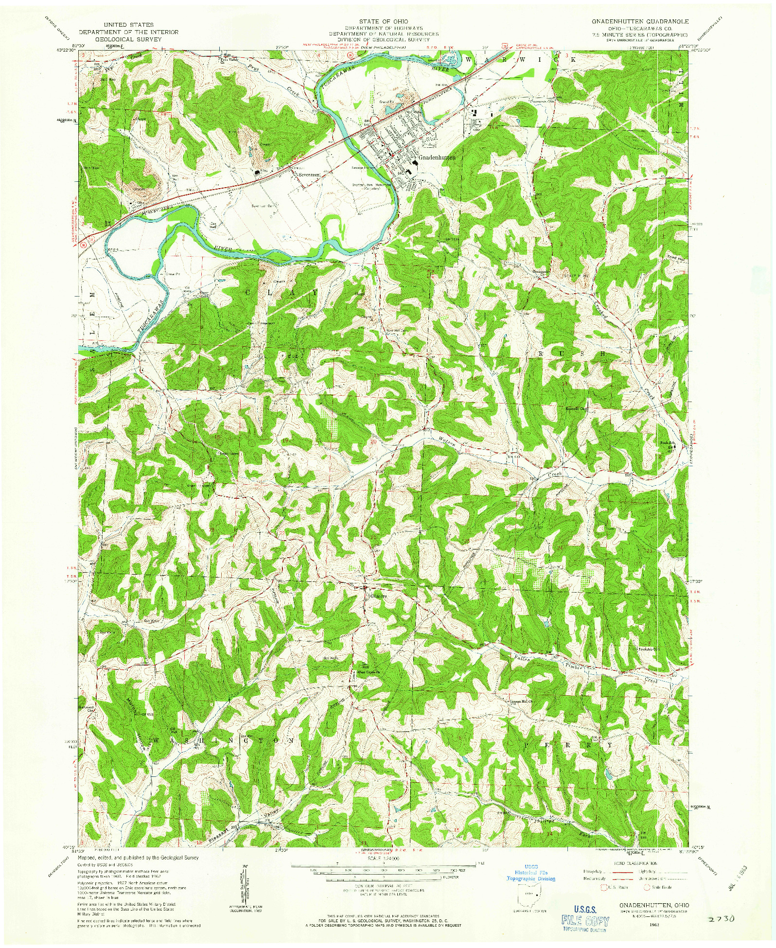 USGS 1:24000-SCALE QUADRANGLE FOR GNADENHUTTEN, OH 1962