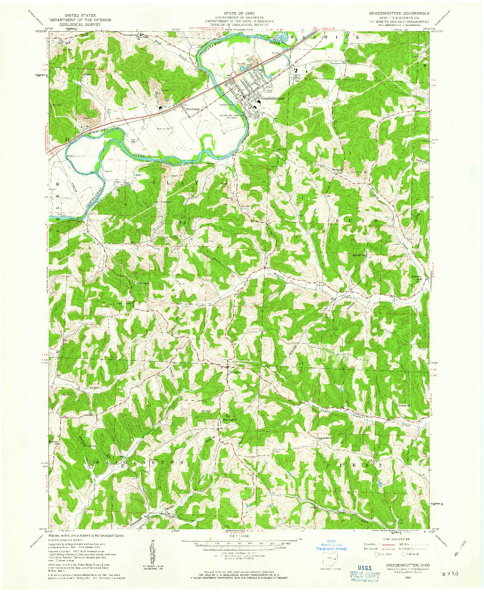 USGS 1:24000-SCALE QUADRANGLE FOR GNADENHUTTEN, OH 1962