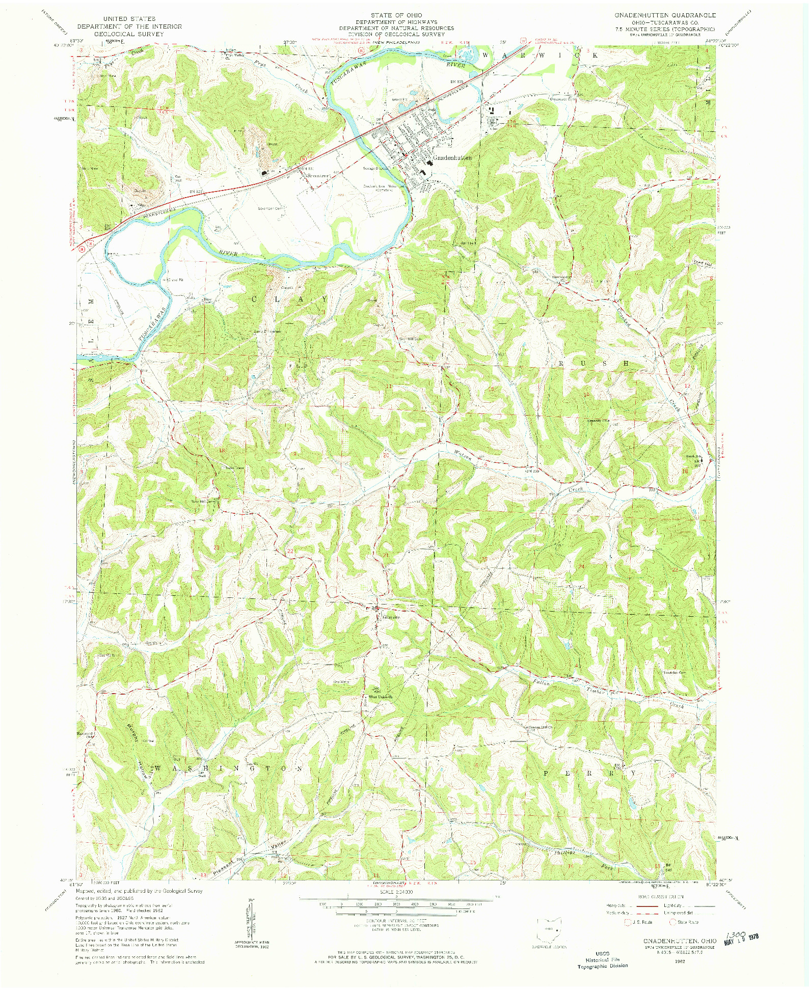 USGS 1:24000-SCALE QUADRANGLE FOR GNADENHUTTEN, OH 1962