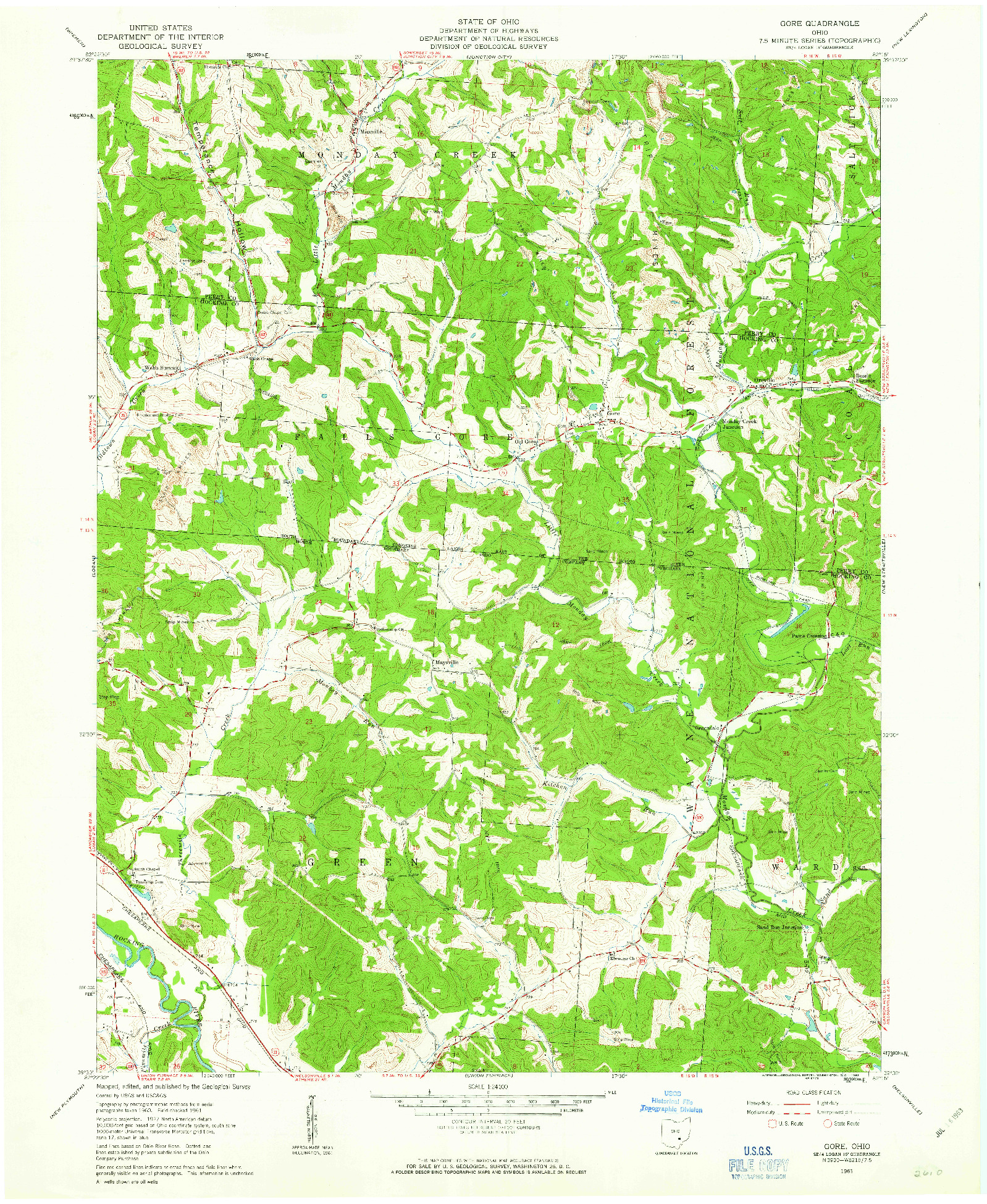 USGS 1:24000-SCALE QUADRANGLE FOR GORE, OH 1961