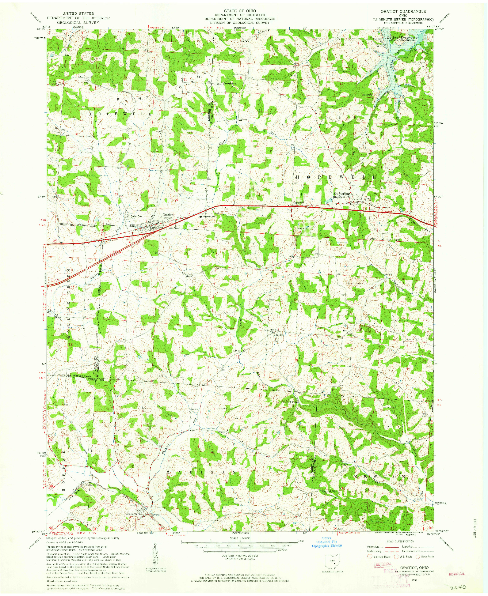 USGS 1:24000-SCALE QUADRANGLE FOR GRATIOT, OH 1962