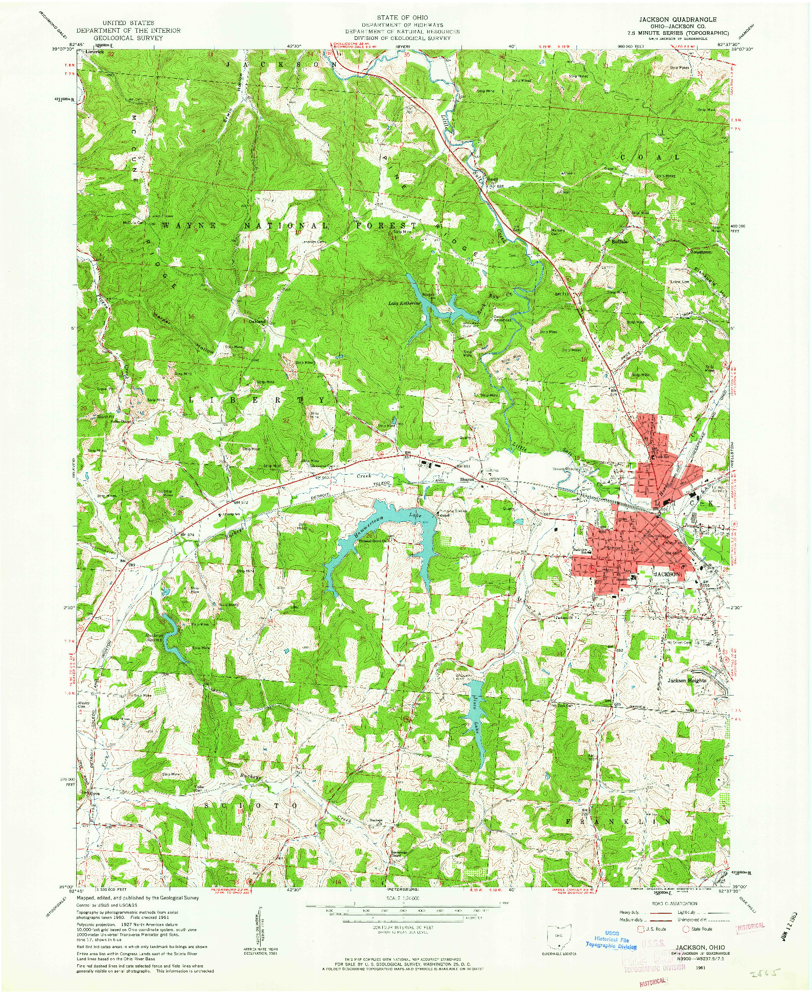 USGS 1:24000-SCALE QUADRANGLE FOR JACKSON, OH 1961