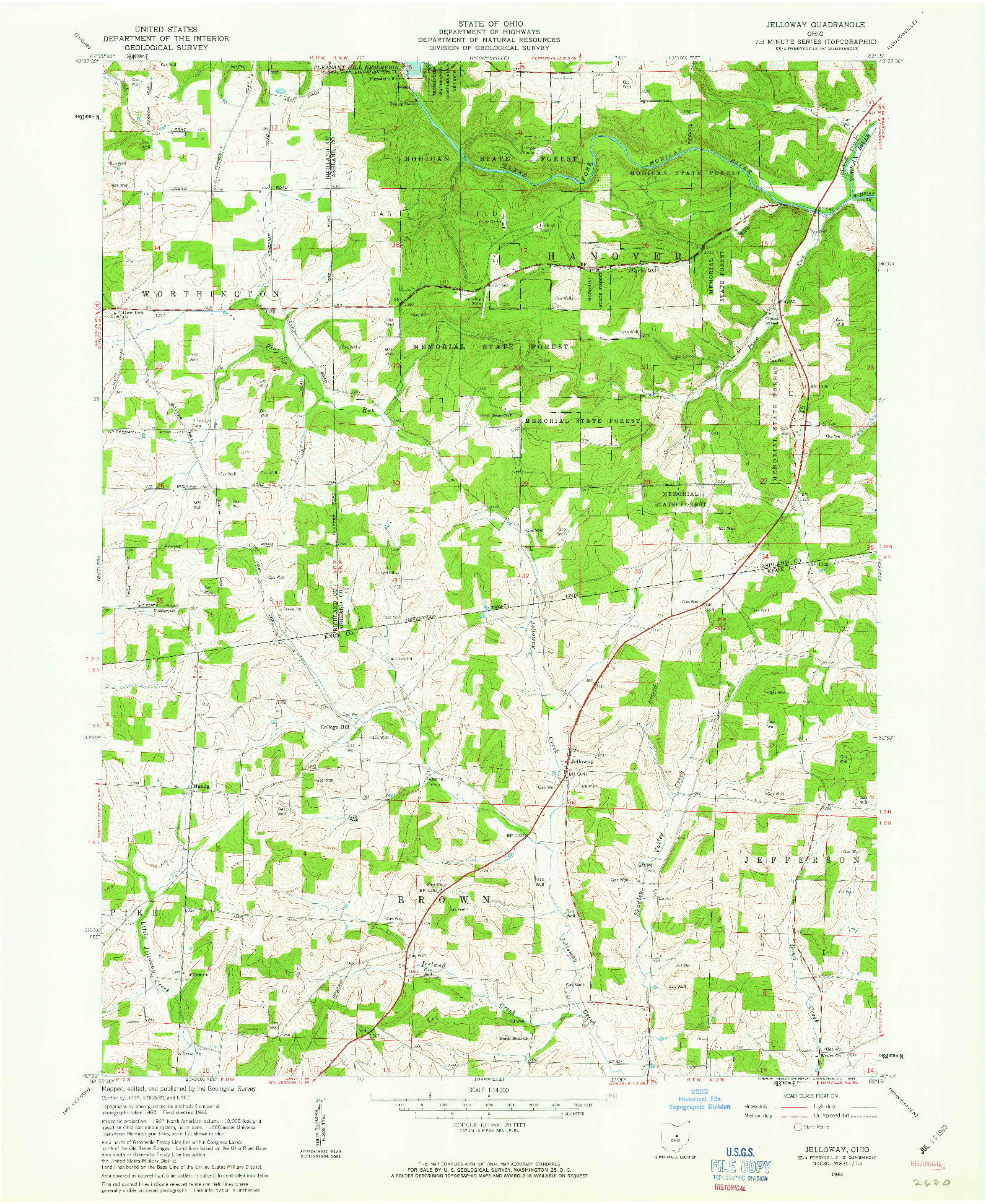 USGS 1:24000-SCALE QUADRANGLE FOR JELLOWAY, OH 1961