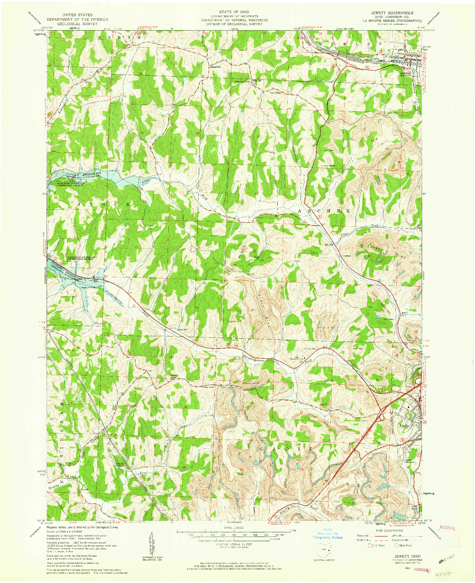 USGS 1:24000-SCALE QUADRANGLE FOR JEWETT, OH 1961