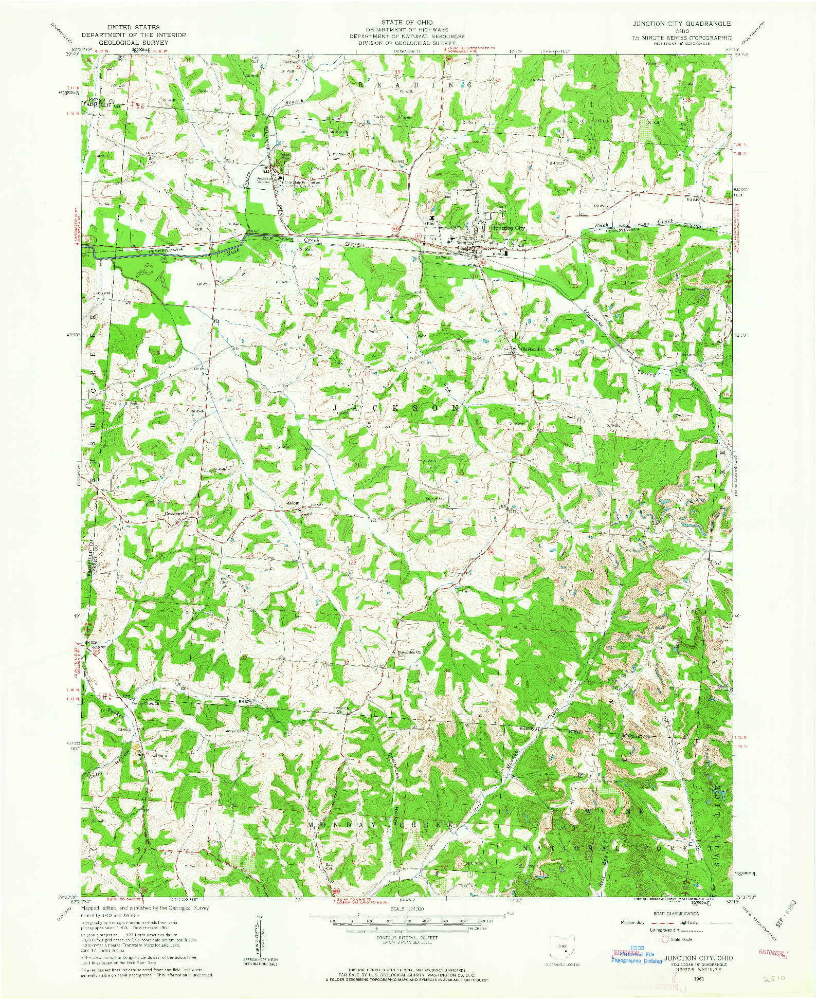 USGS 1:24000-SCALE QUADRANGLE FOR JUNCTION CITY, OH 1961