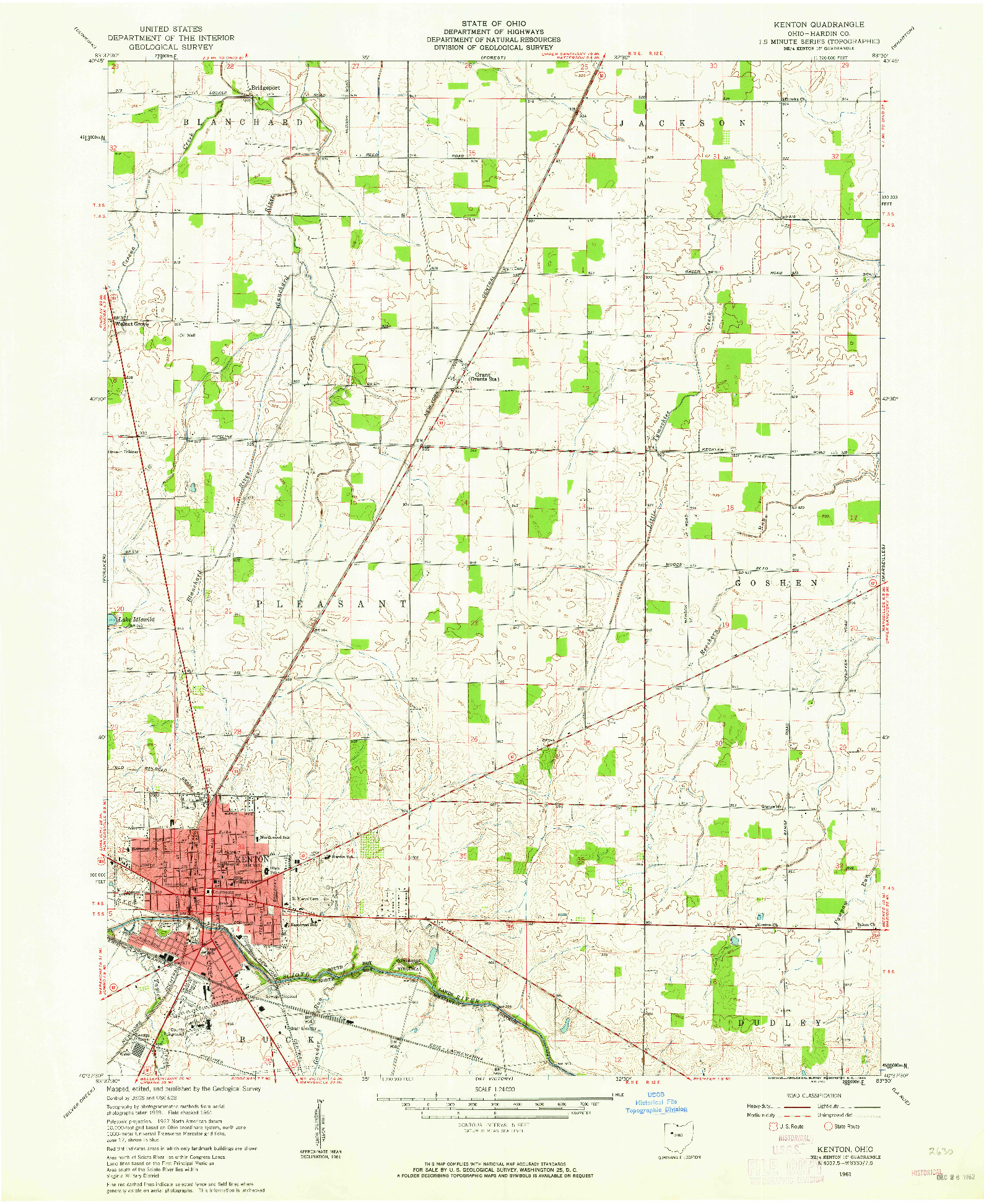 USGS 1:24000-SCALE QUADRANGLE FOR KENTON, OH 1961