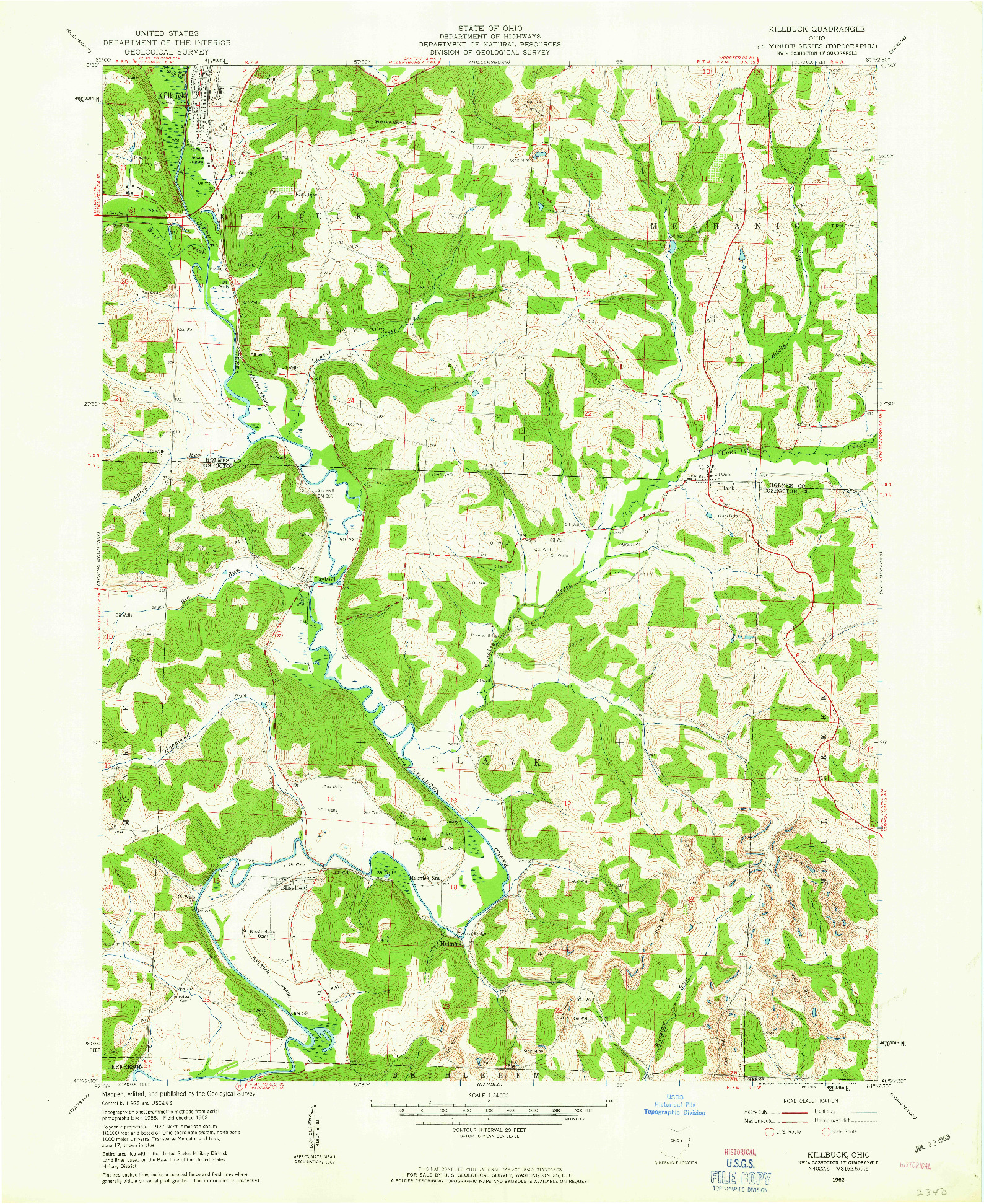 USGS 1:24000-SCALE QUADRANGLE FOR KILLBUCK, OH 1962