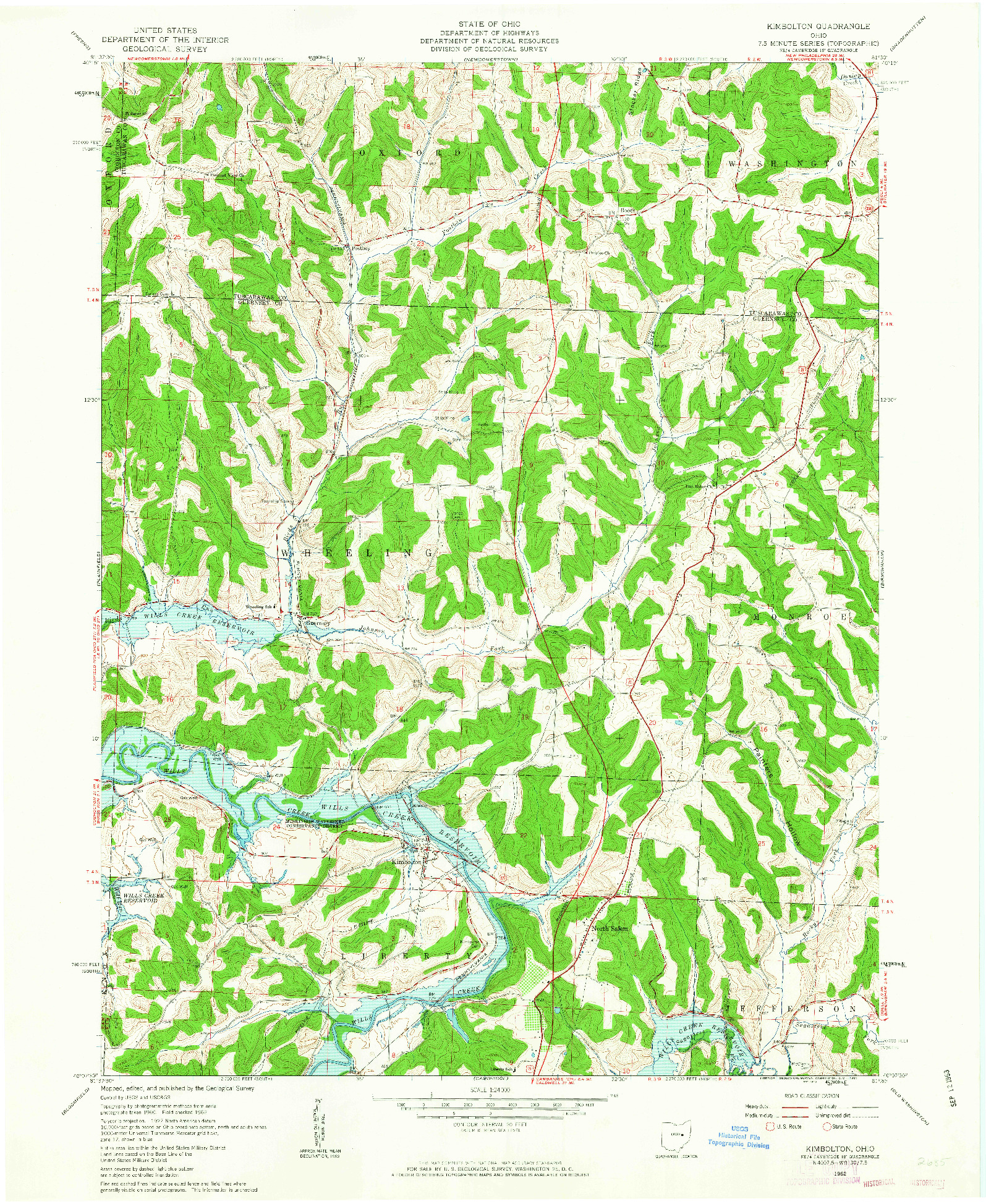 USGS 1:24000-SCALE QUADRANGLE FOR KIMBOLTON, OH 1962