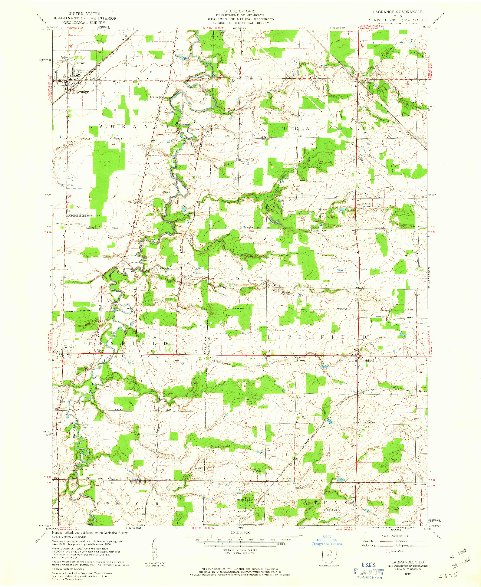 USGS 1:24000-SCALE QUADRANGLE FOR LAGRANGE, OH 1960