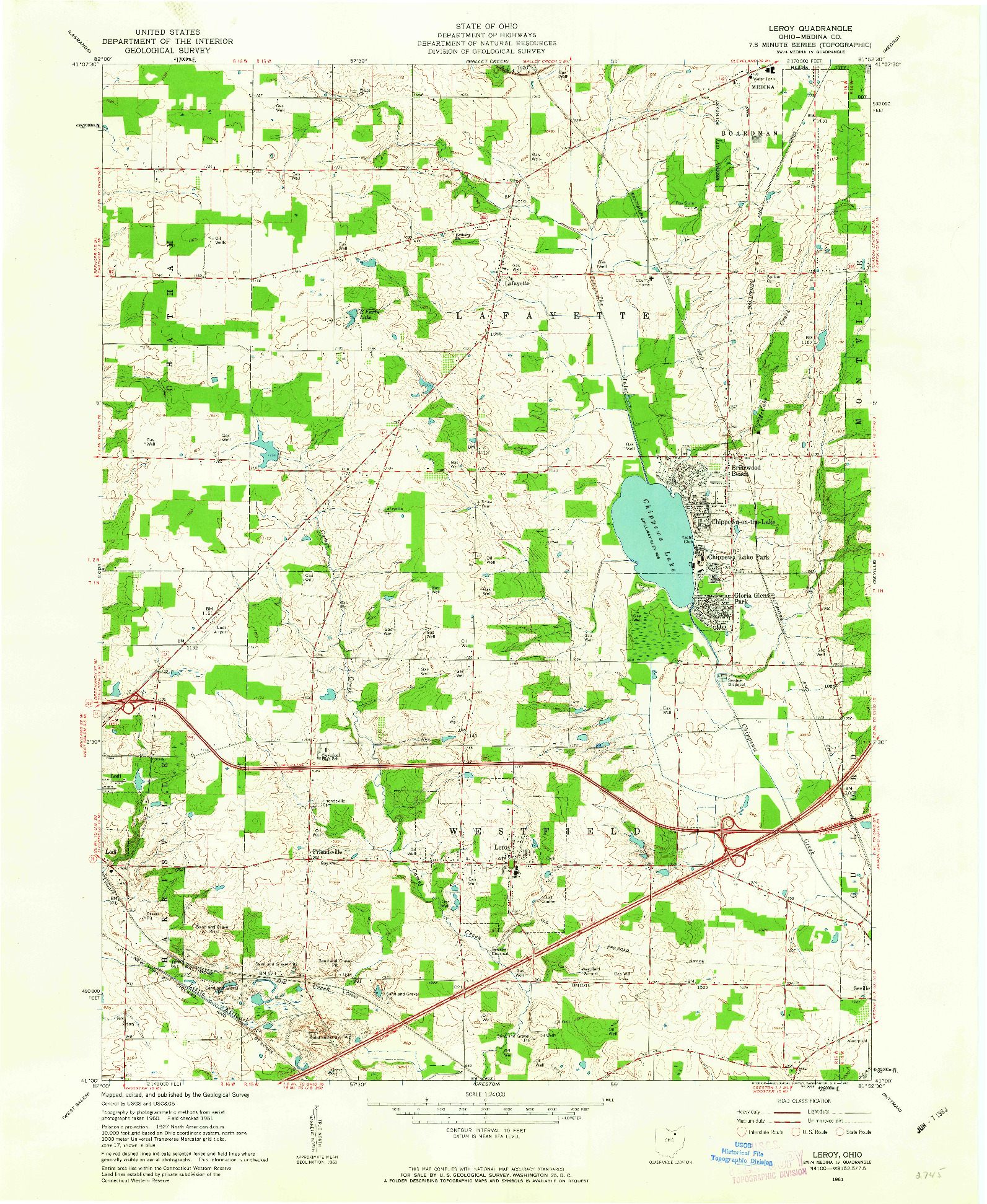 USGS 1:24000-SCALE QUADRANGLE FOR LEROY, OH 1961