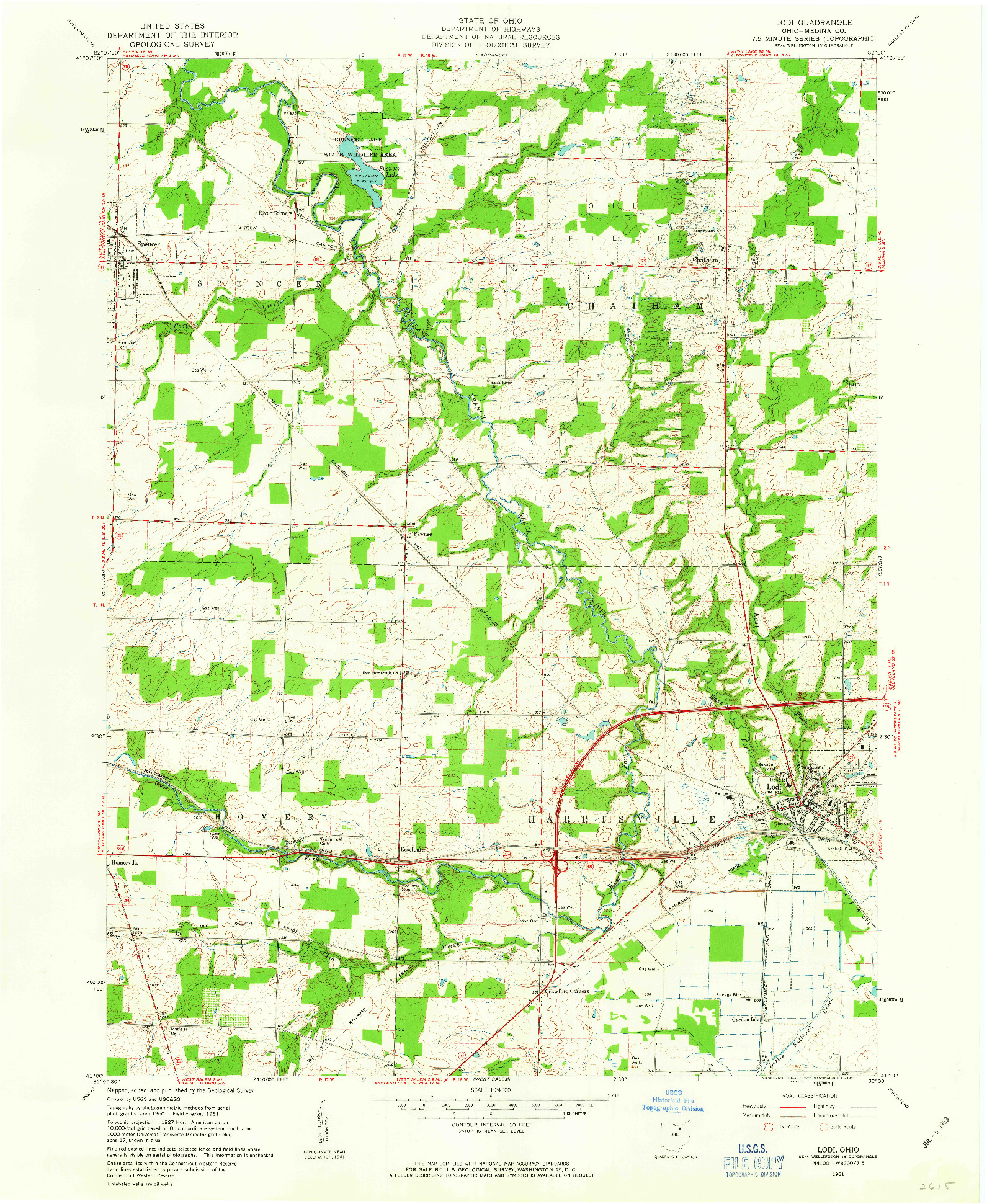 USGS 1:24000-SCALE QUADRANGLE FOR LODI, OH 1961