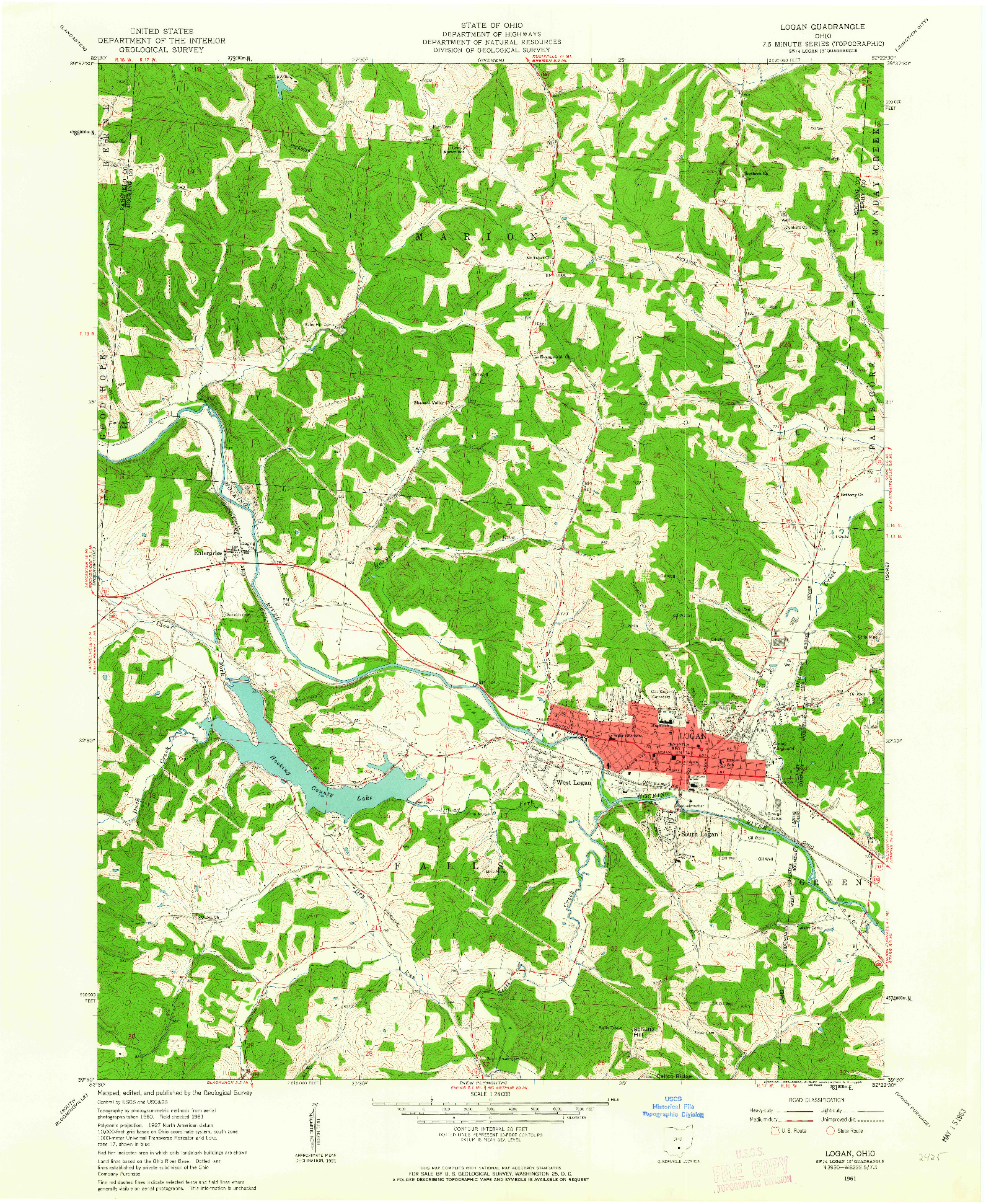 USGS 1:24000-SCALE QUADRANGLE FOR LOGAN, OH 1961