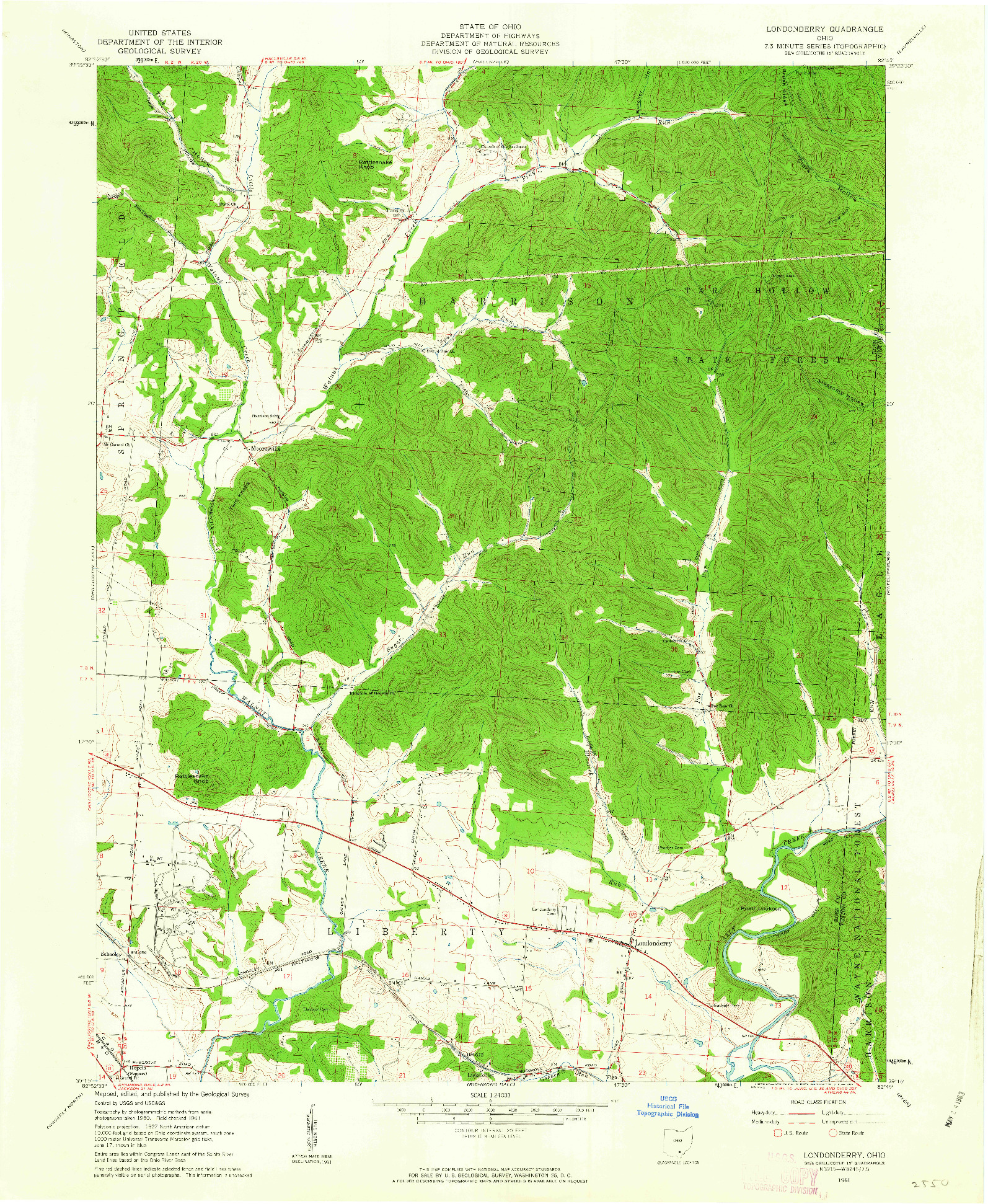 USGS 1:24000-SCALE QUADRANGLE FOR LONDONDERRY, OH 1961