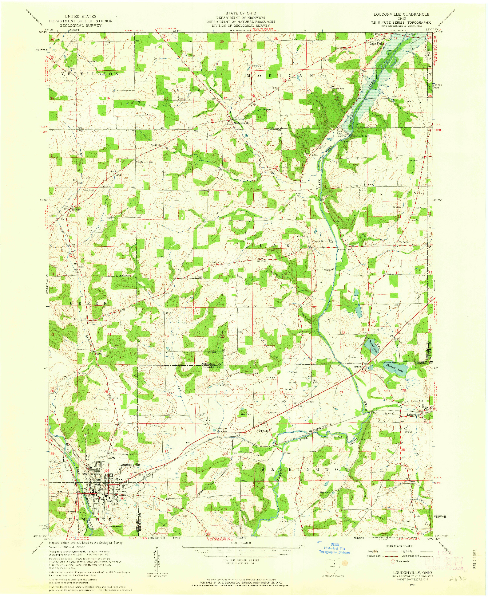 USGS 1:24000-SCALE QUADRANGLE FOR LOUDONVILLE, OH 1961