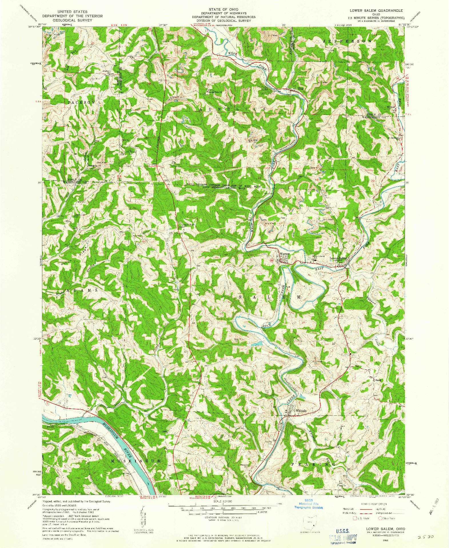 USGS 1:24000-SCALE QUADRANGLE FOR LOWER SALEM, OH 1961