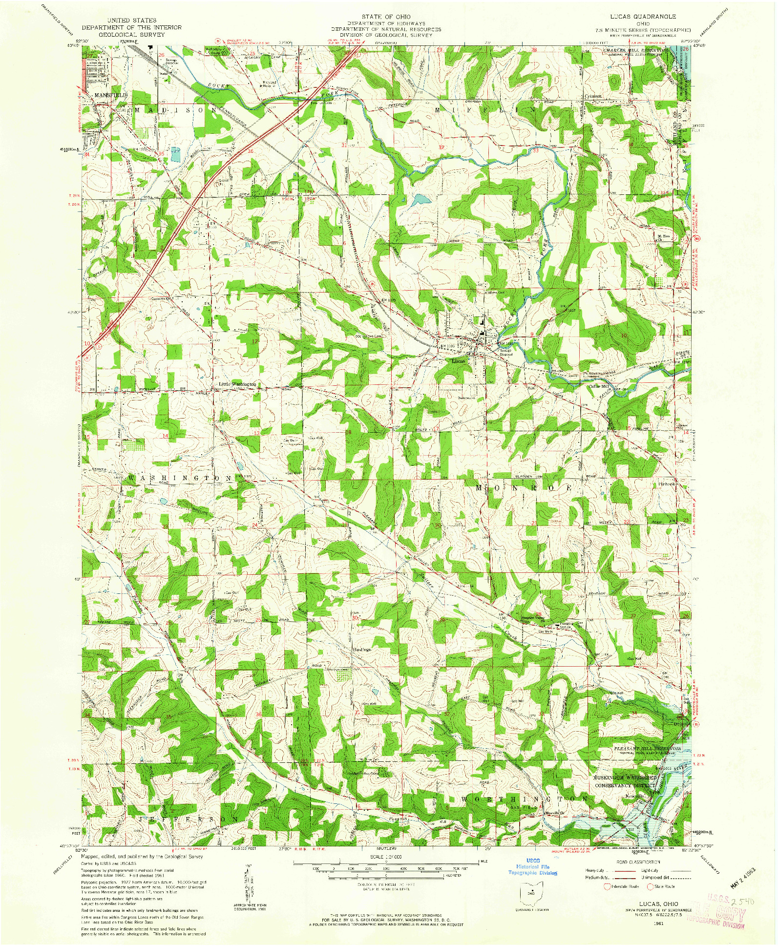 USGS 1:24000-SCALE QUADRANGLE FOR LUCAS, OH 1961