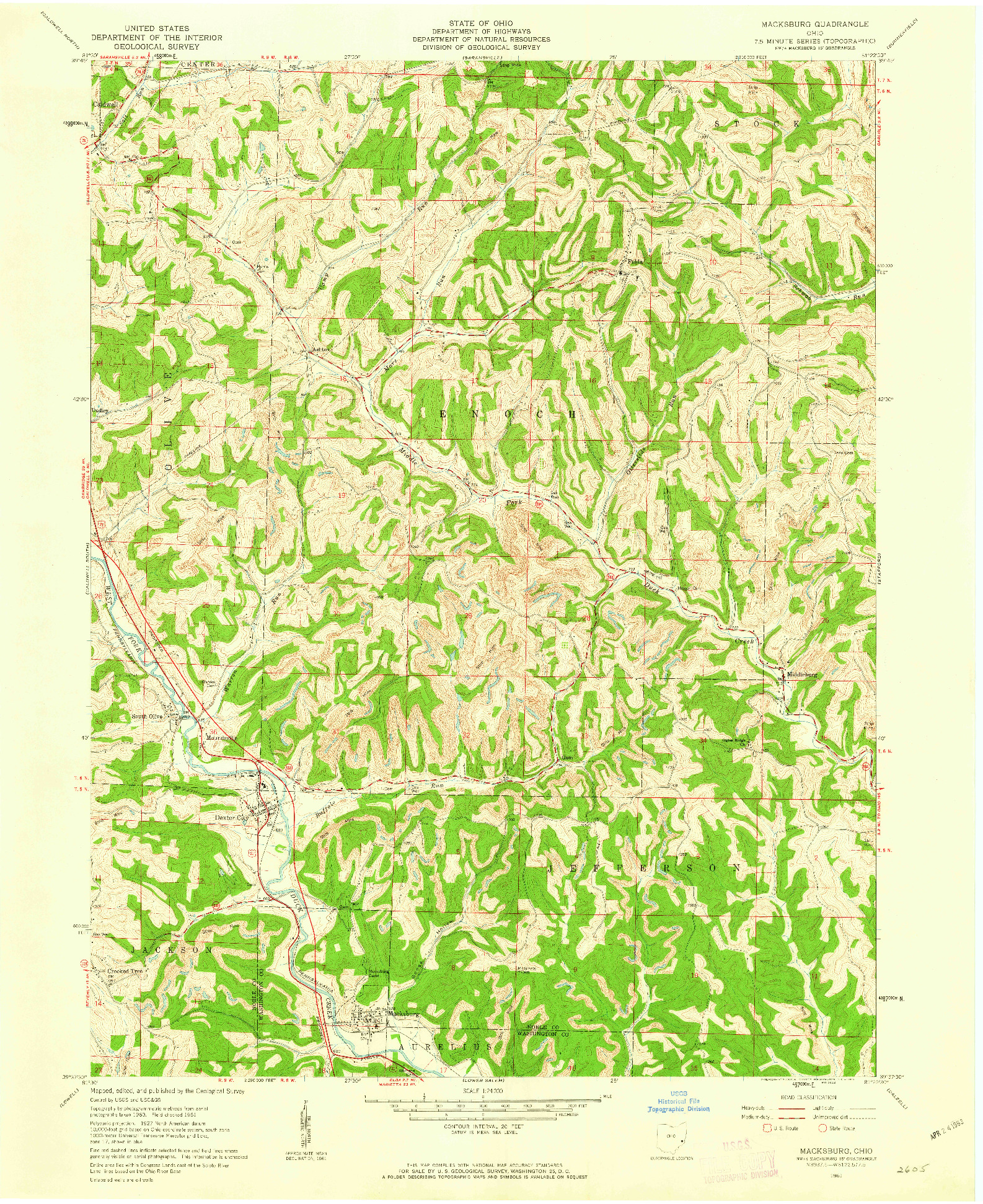 USGS 1:24000-SCALE QUADRANGLE FOR MACKSBURG, OH 1961