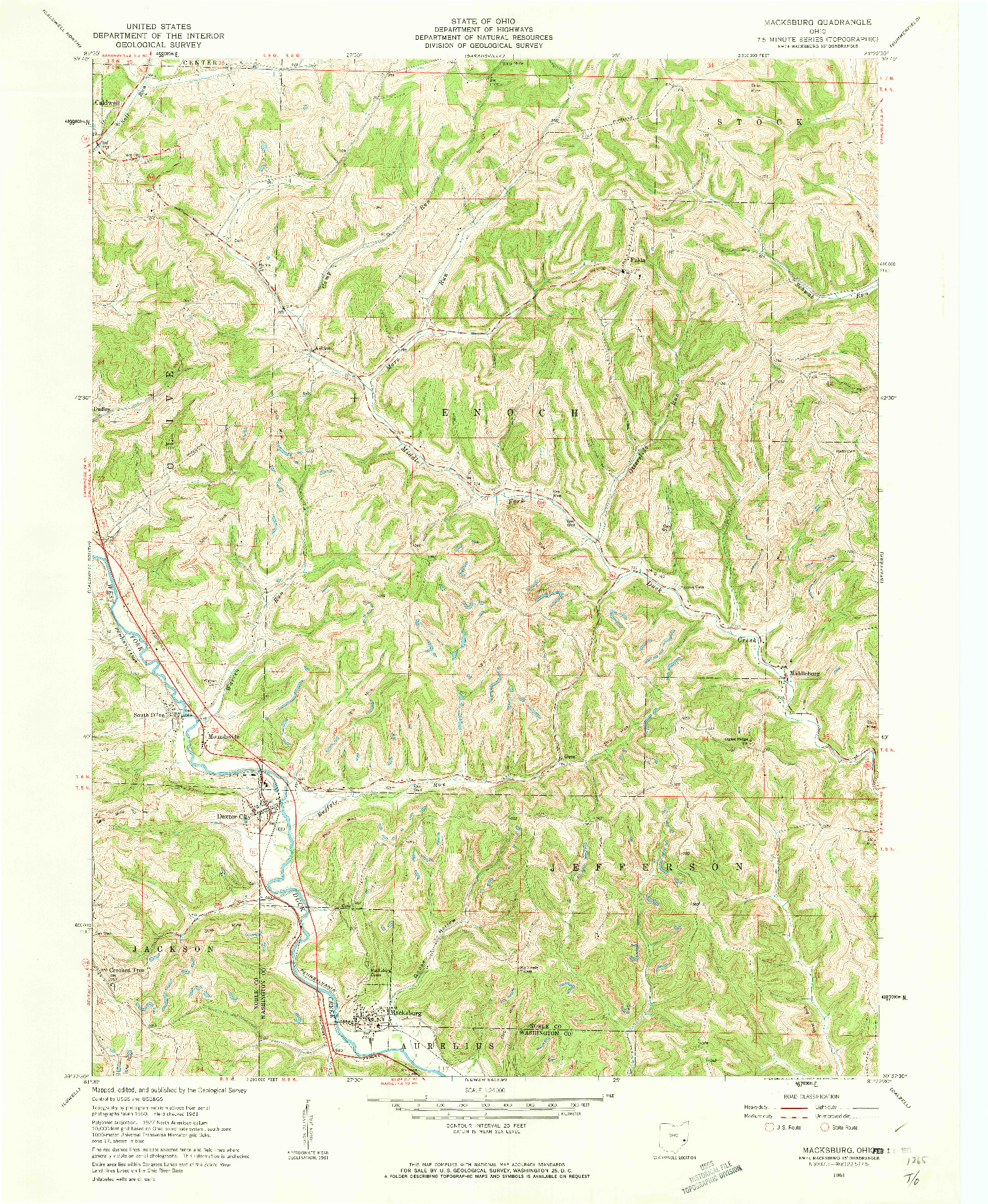 USGS 1:24000-SCALE QUADRANGLE FOR MACKSBURG, OH 1961