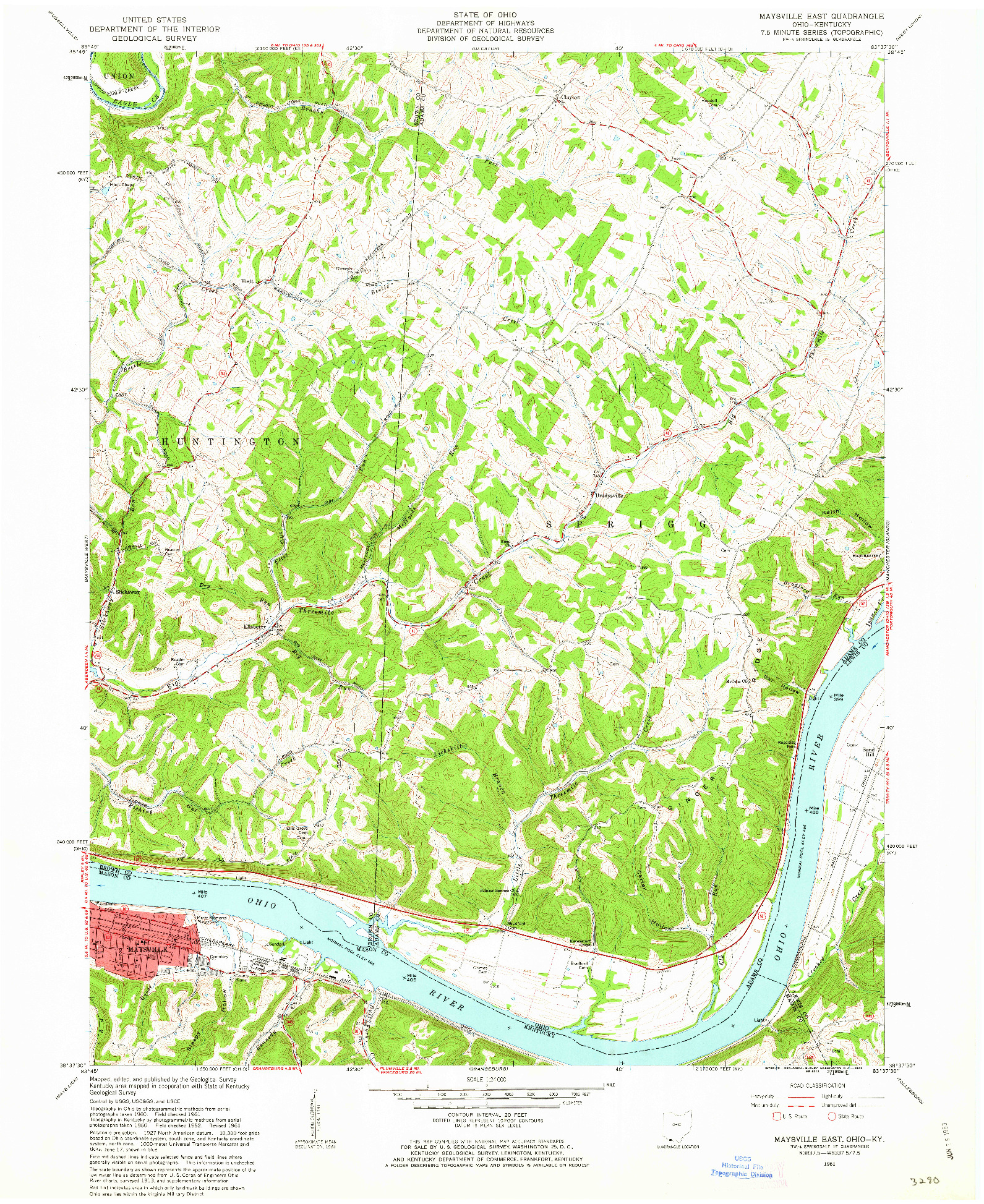 USGS 1:24000-SCALE QUADRANGLE FOR MAYSVILLE EAST, OH 1961