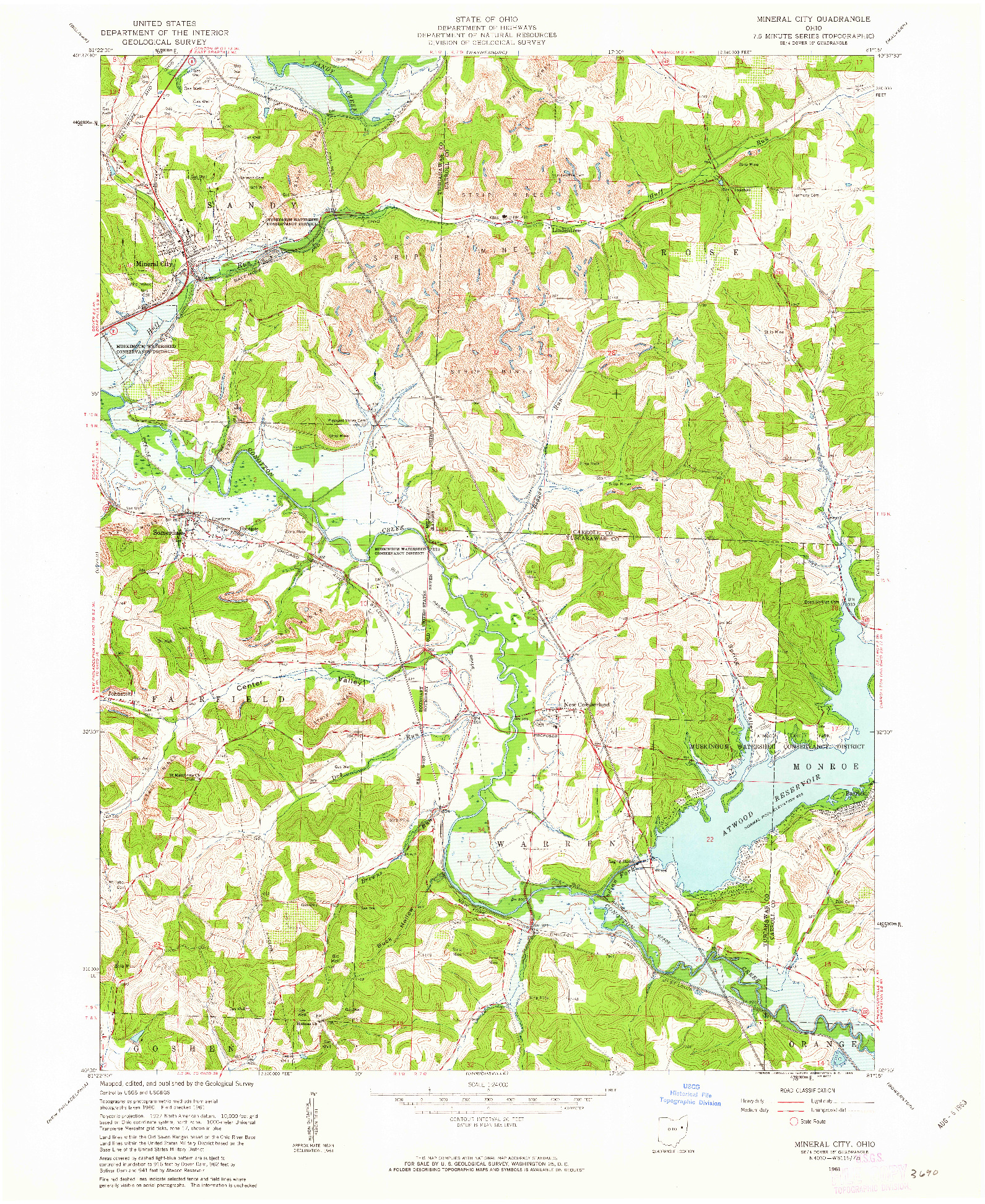 USGS 1:24000-SCALE QUADRANGLE FOR MINERAL CITY, OH 1961